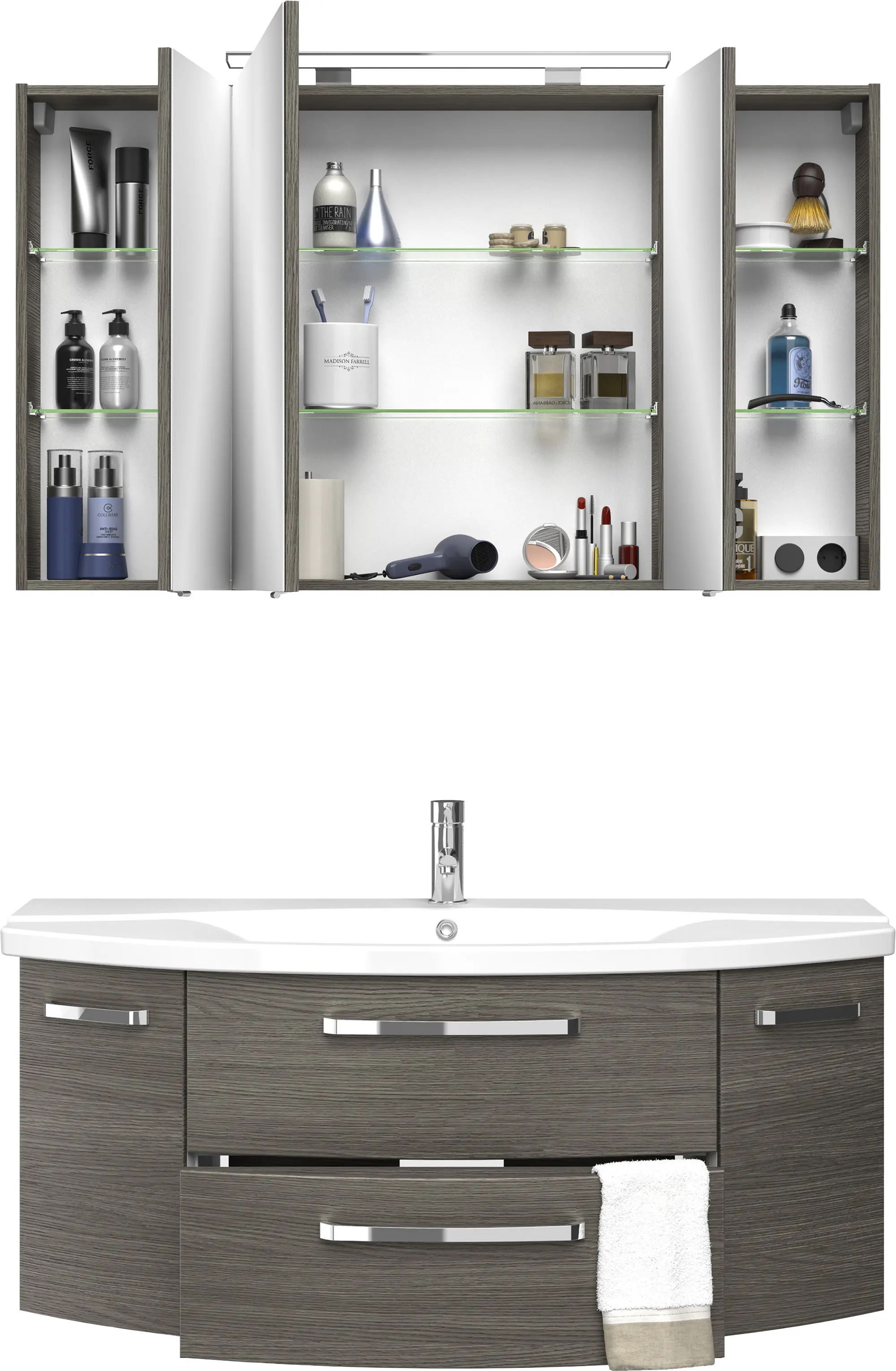 Pelipal Badblock Fokus 4010 Graphit Struktur quer, Breite 1205 mm