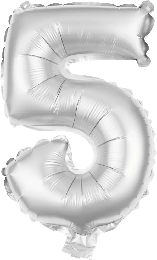Folienballon Zahl 5 silber 100 cm Folienballon Zahl 5 silber 100 cm