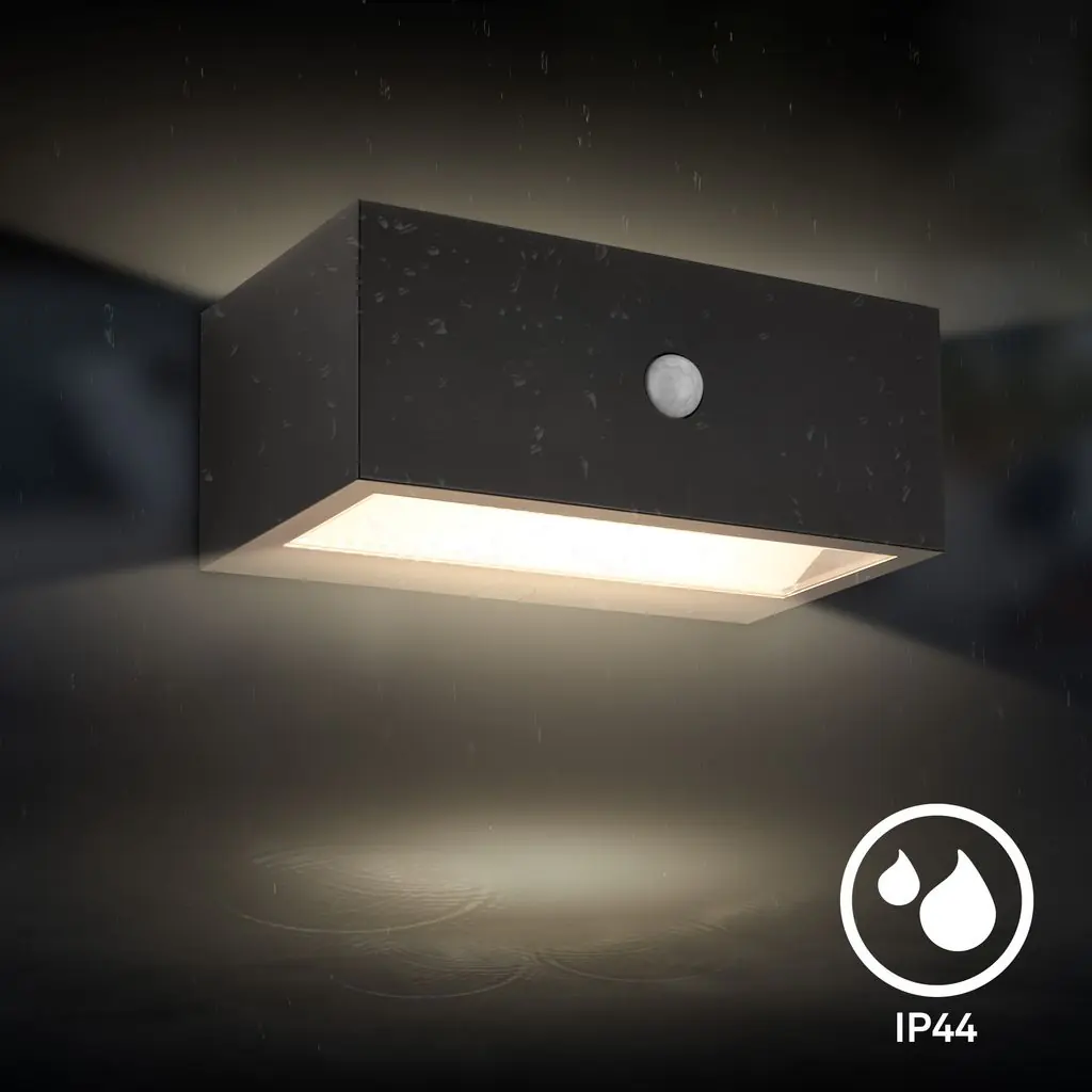 Briloner LED Akku-Außenwandleuchte Dogu schwarz 6,5W 700lm warmweiß Bewegungssensor