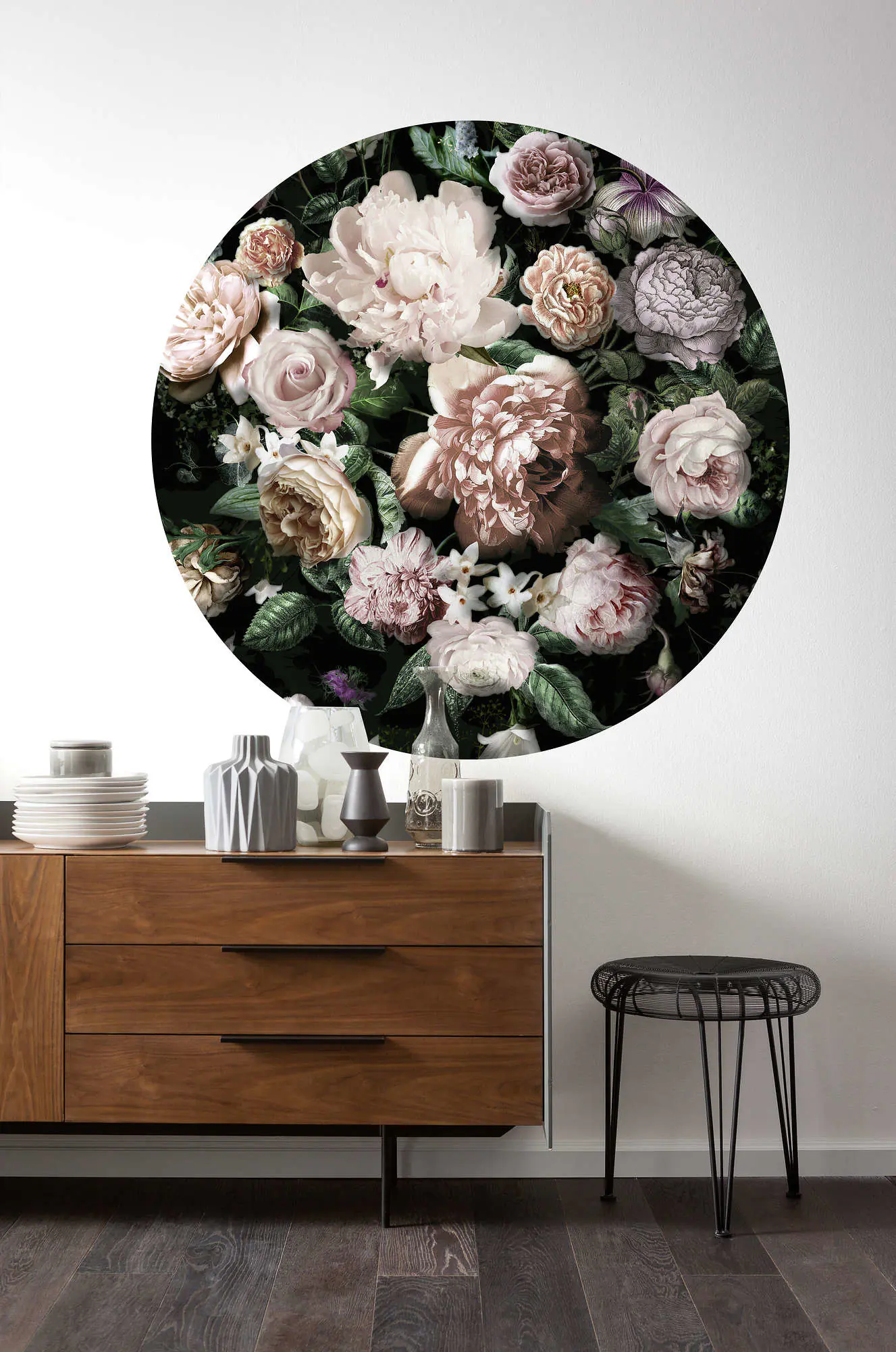 Komar Vlies Fototapete Dot Flower Couture Ø 125 cm, selbstklebend