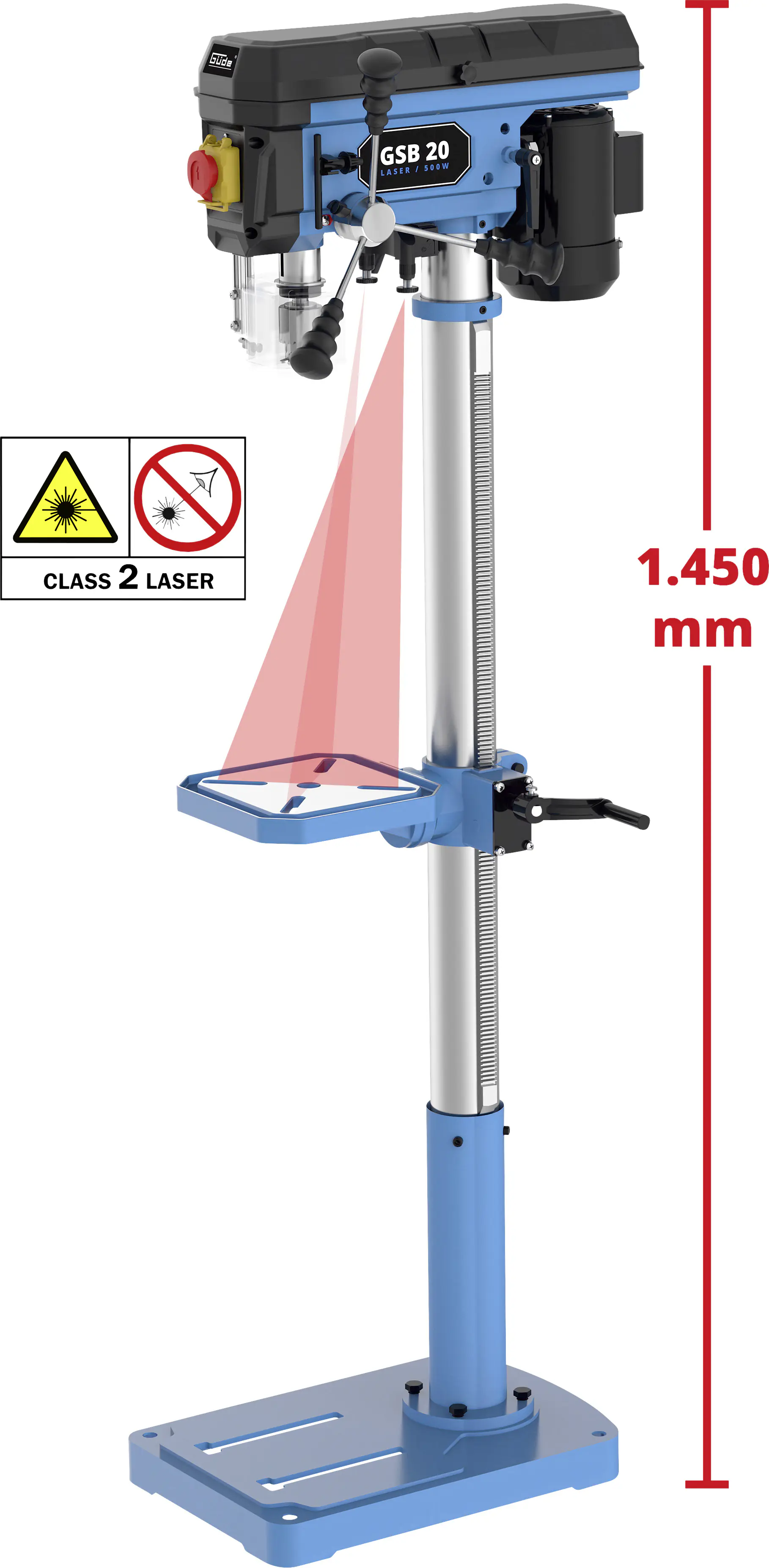 Güde Säulenbohrmaschine GSB 20 LASER 500 Watt 500 U/min 2600 U/min