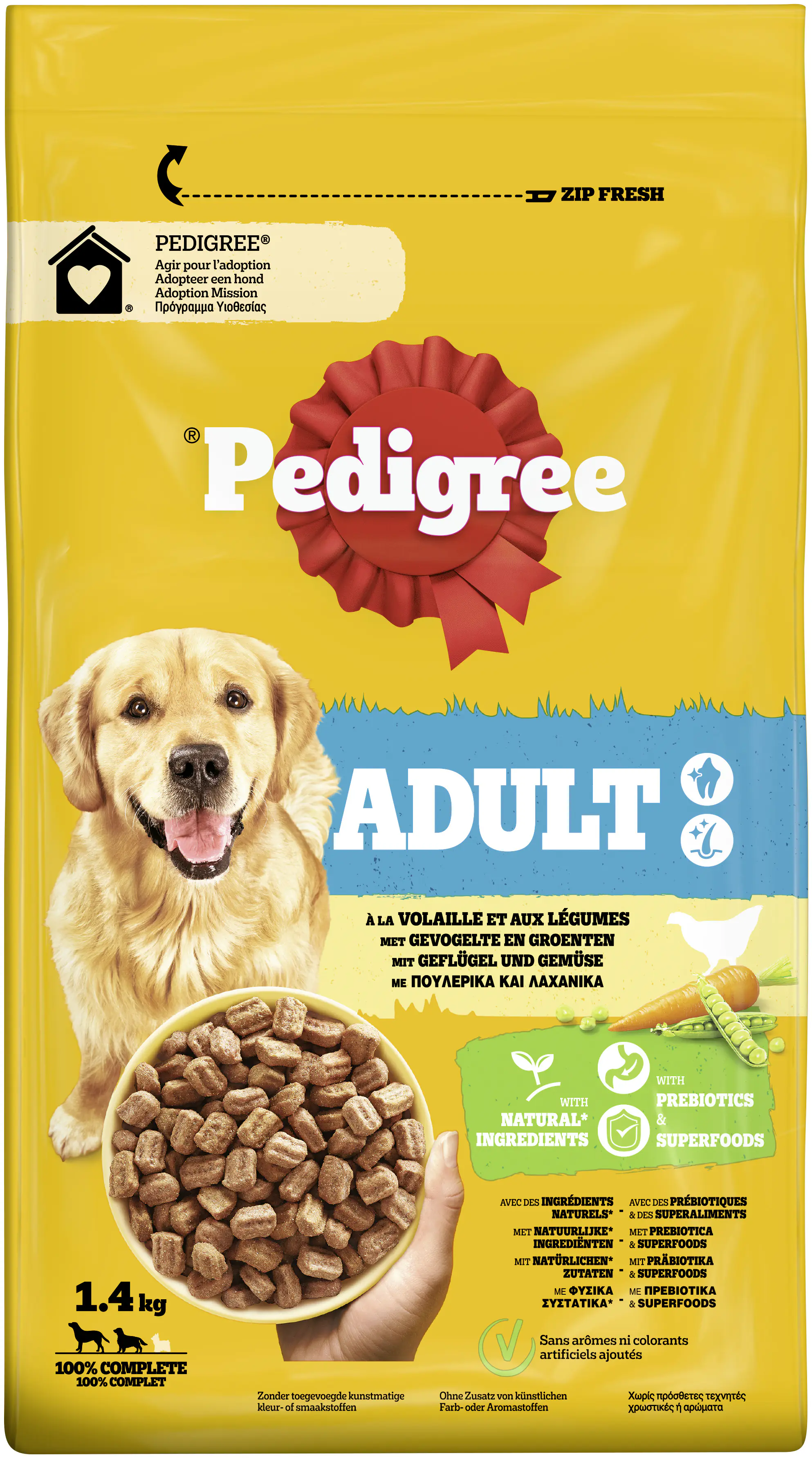 Pedigree Hundetrockenfutter Adult Medium 1,4 kg Geflügel & Gemüse 