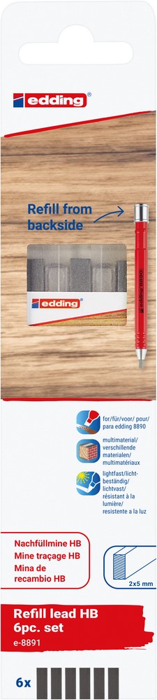 edding 8891 Nachfüllminen HB Zimmermannsbleistift 15,8 cm graphit