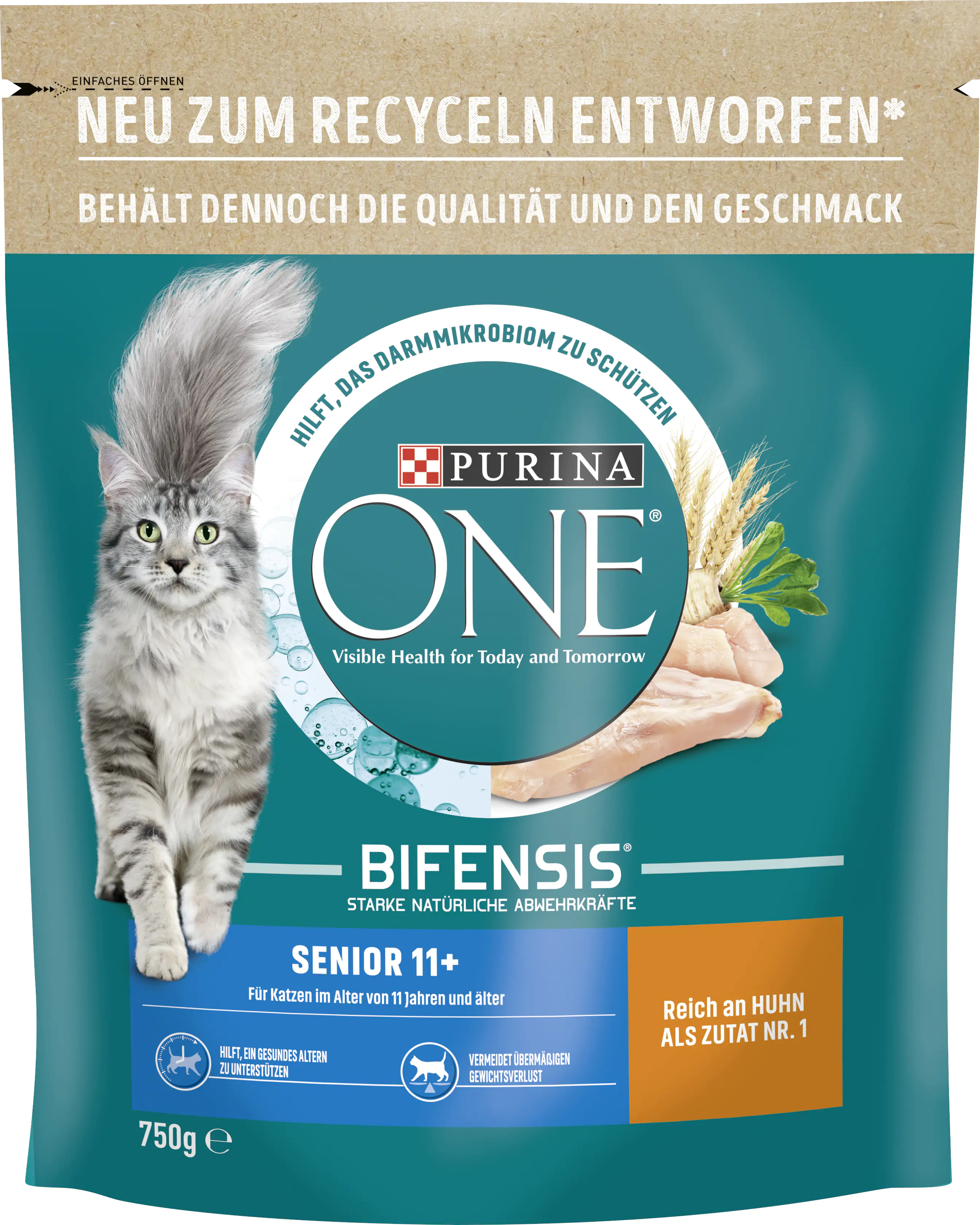 Purina ONE Senior 11+ reich an Huhn und Vollkorn-Getreide 750 g Purina ONE Senior 11+ reich an Huhn und Vollkorn-Getreide 750 g