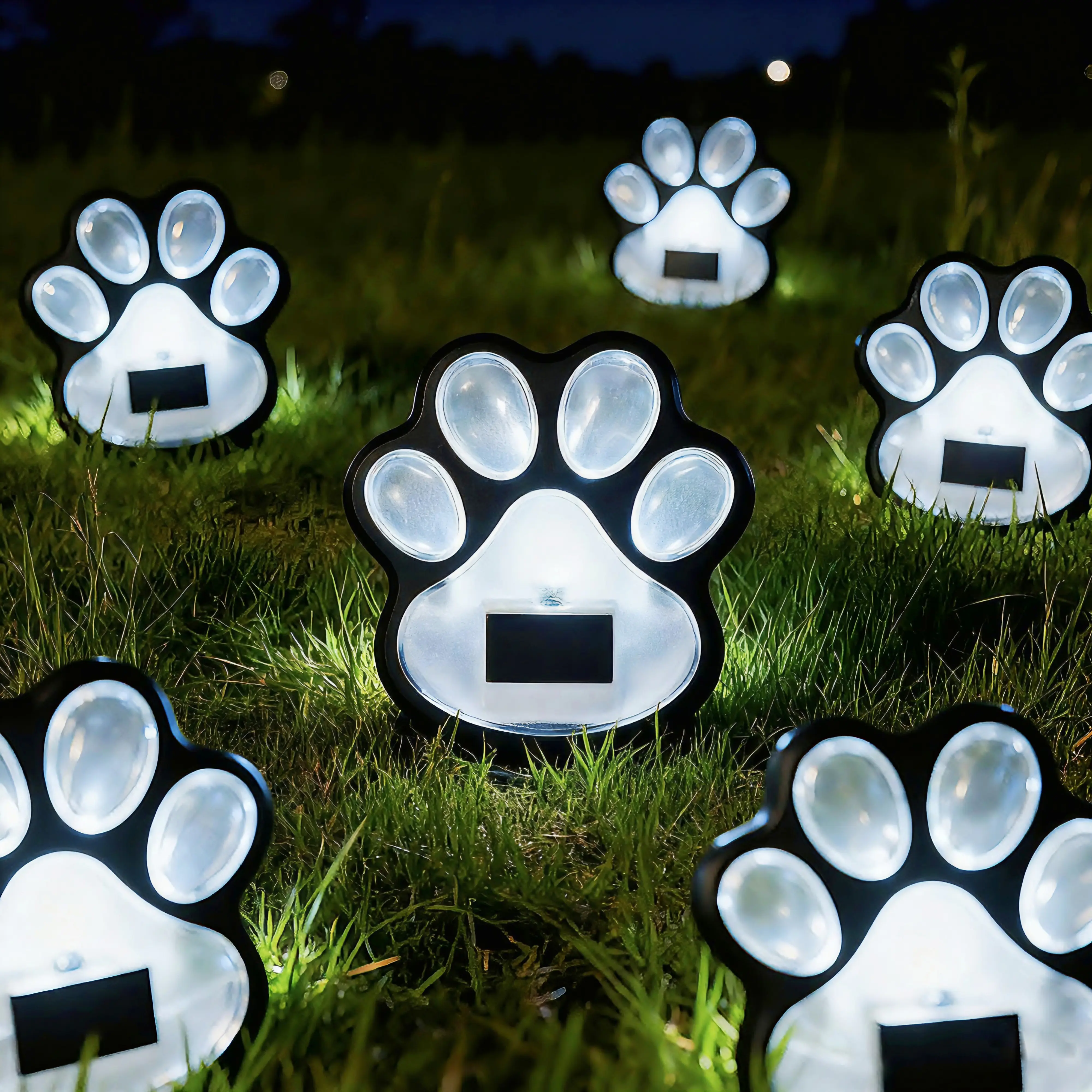 Dapo LED Solarleuchte Dekofigur Pfote weiß