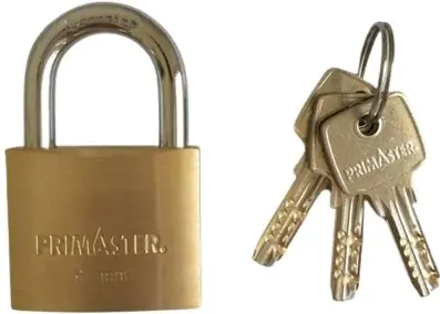 Primaster Vorhängeschloss Messing 65 mm inkl. 3 Schlüssel
