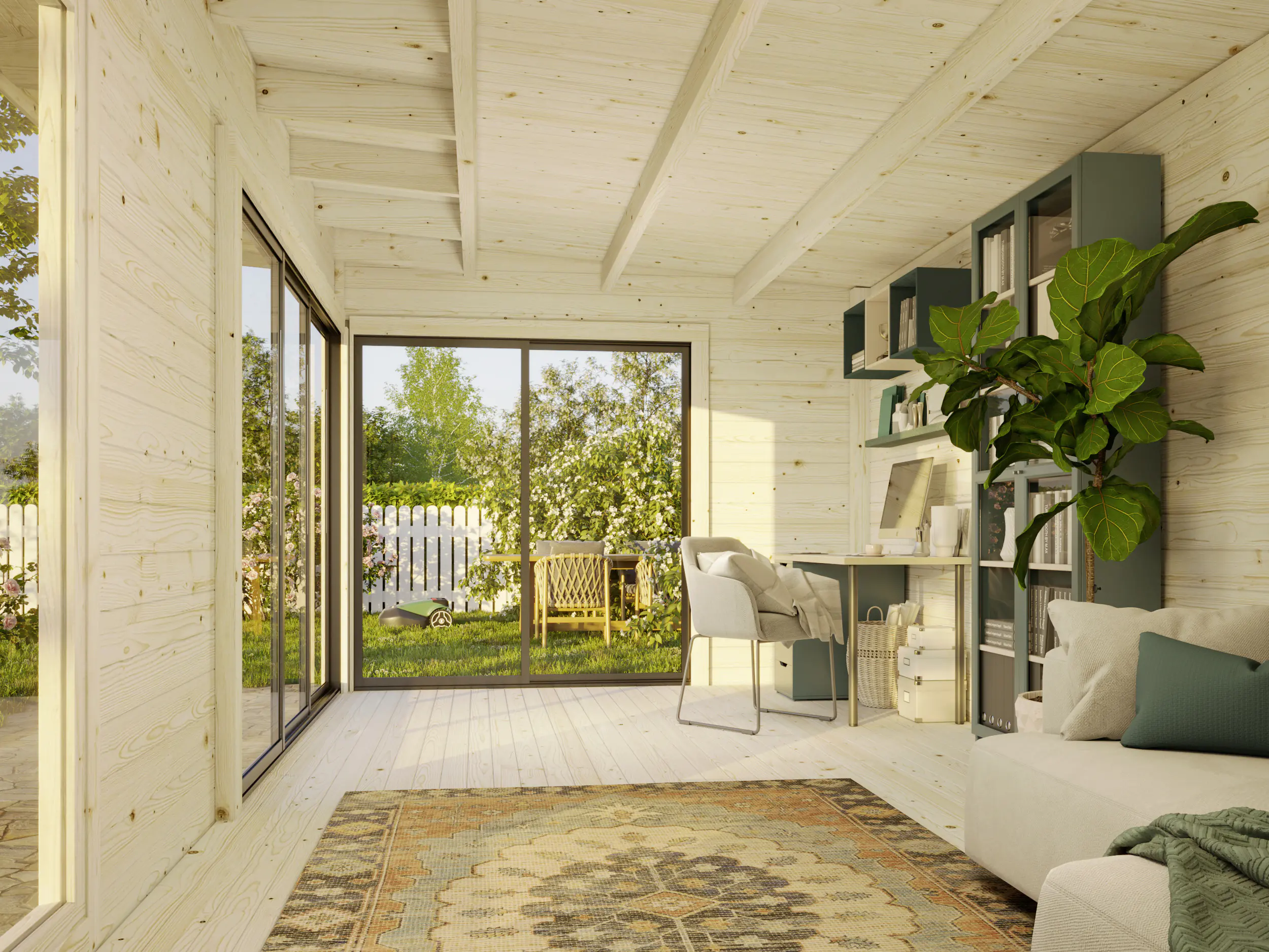 Palmako Gartenhaus Andrea 595 x 300 cm Slide mit Schiebetüren naturbelassen