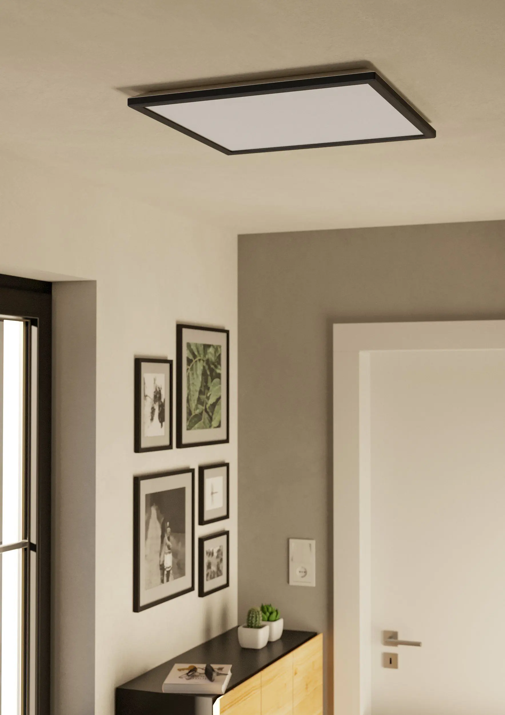 Eglo LED Deckenleuchte Rovito-R schwarz 50 x 50 cm warmweiß-kaltweiß dimmbar