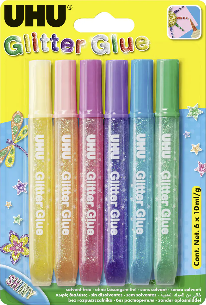 UHU Glitter Glue Shiny 6 x 10 ml