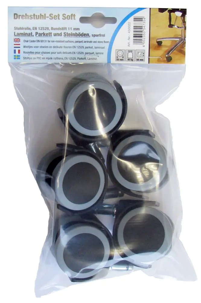 Stuhlrolle inkl. Stift 50 x 62 mm, 5 Stück