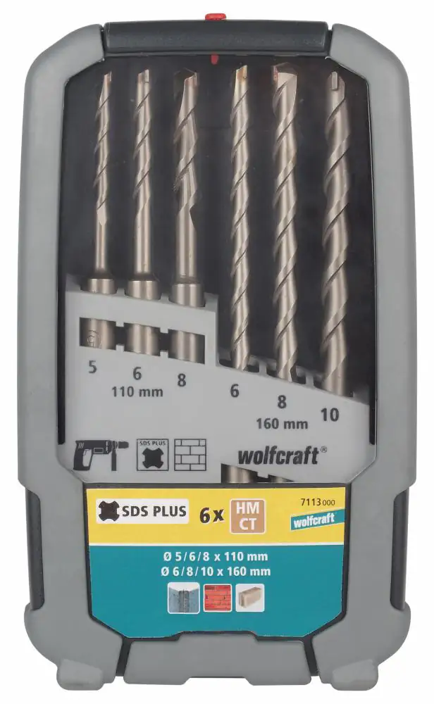Wolfcraft Hammer-Schlagbohrer SDS-Plus, Hartmetall, 6 Stück sortiert