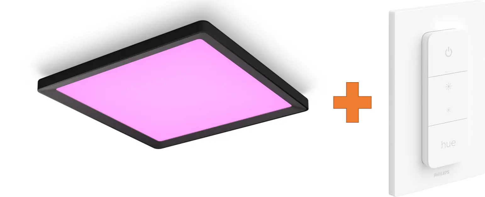 Philips Hue LED Deckenleuchte Tento + Dimmschalter eckig schwarz 39,5 x 39,5 cm RGB Philips Hue LED Deckenleuchte Tento + Dimmschalter eckig schwarz 39,5 x 39,5 cm RGB