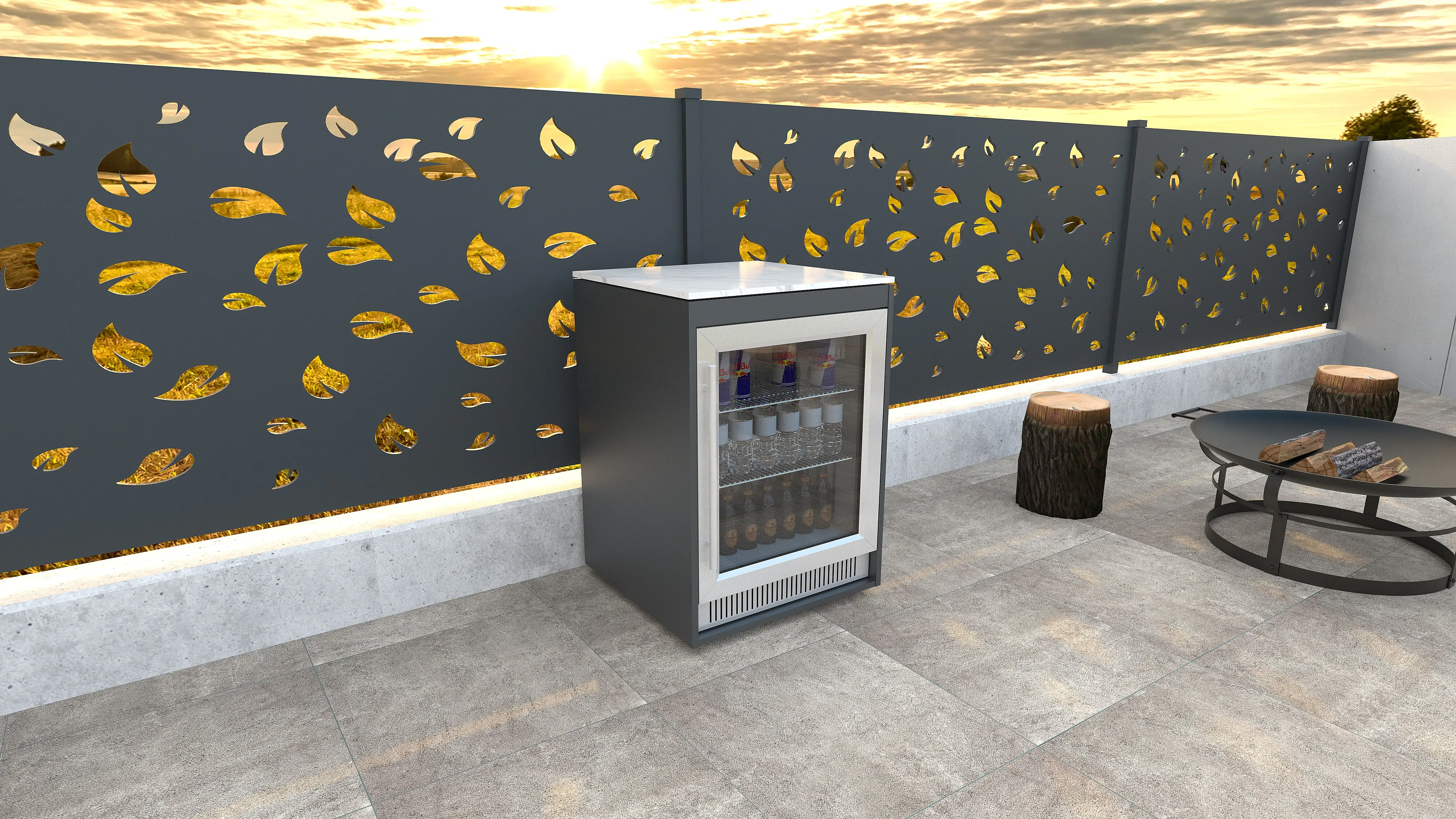 Bellano Living Element für Outdoorküchen inkl. Kühlschrank anthrazit