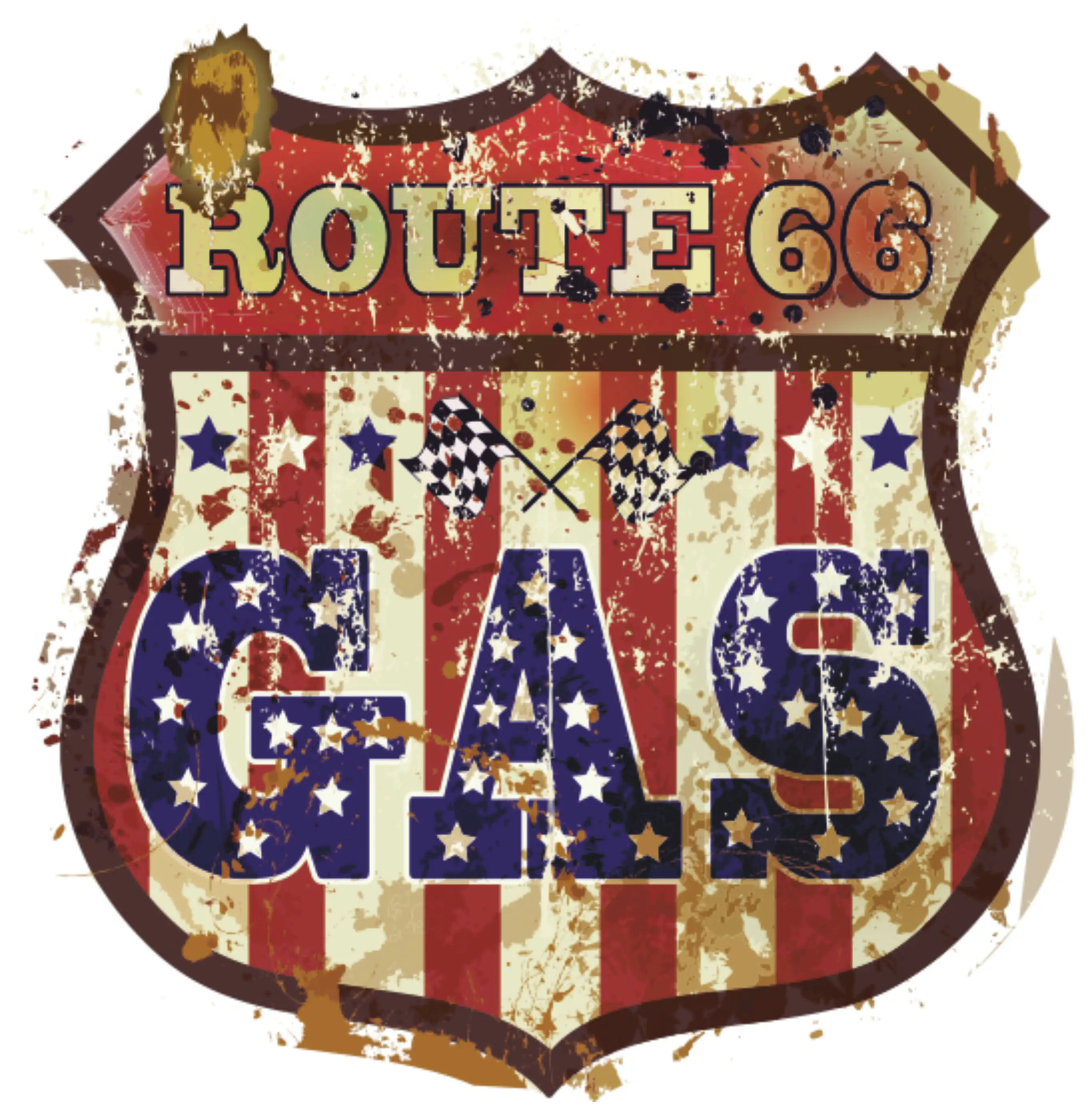 Hermann Schütz Aufkleber Wappen ROUTE 66 GAS