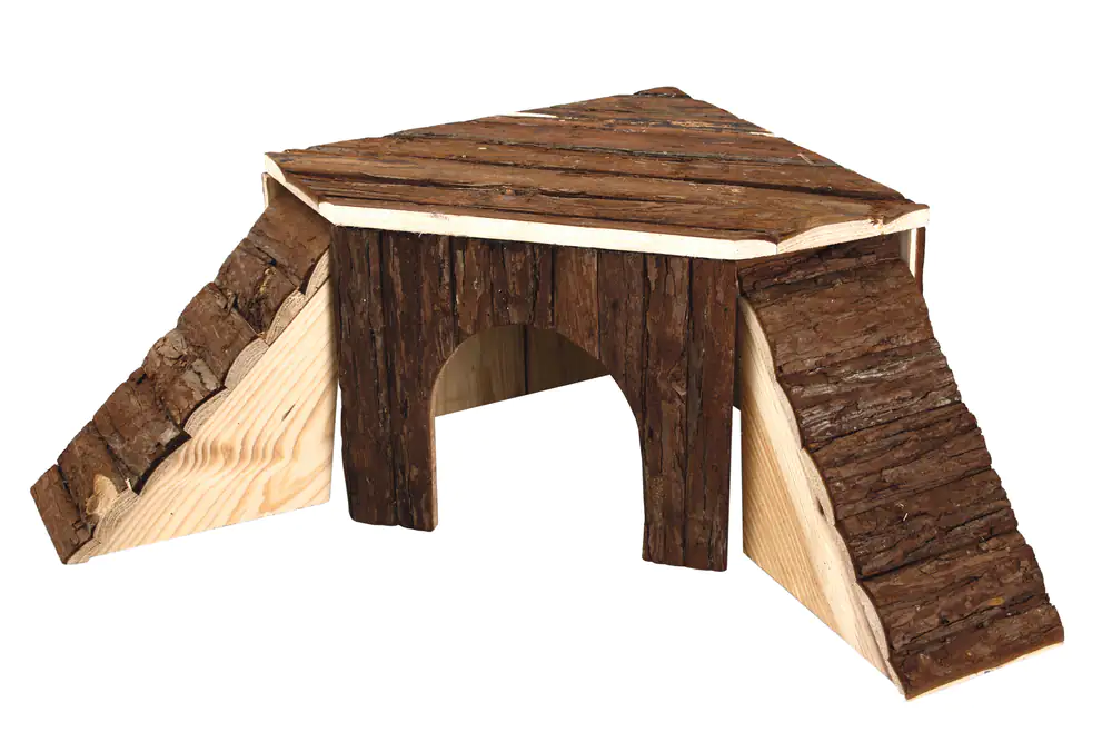 Naturholzhaus mit 2 Leitern braun