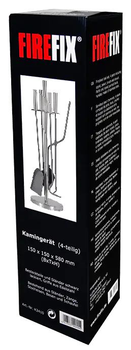 FireFix Kaminbesteck 5-teilig Ständer aus Edelstahl