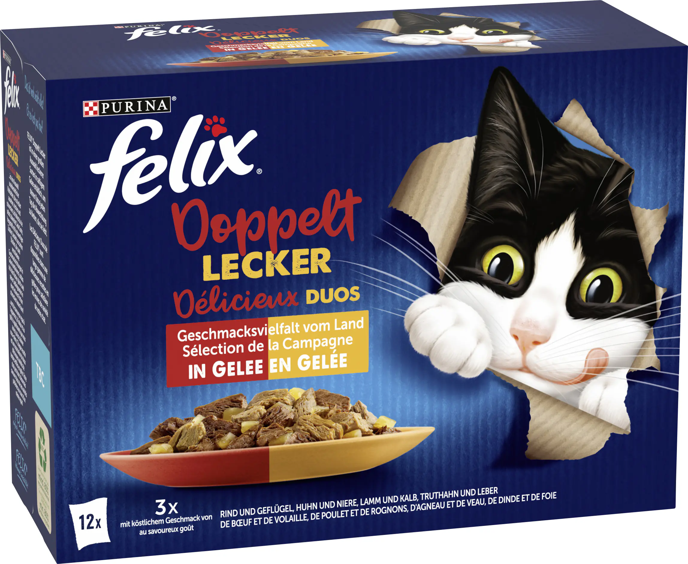 Felix Doppelt Lecker Geschmacksvielfalt vom Land Katzenfutter 12 x 85g
