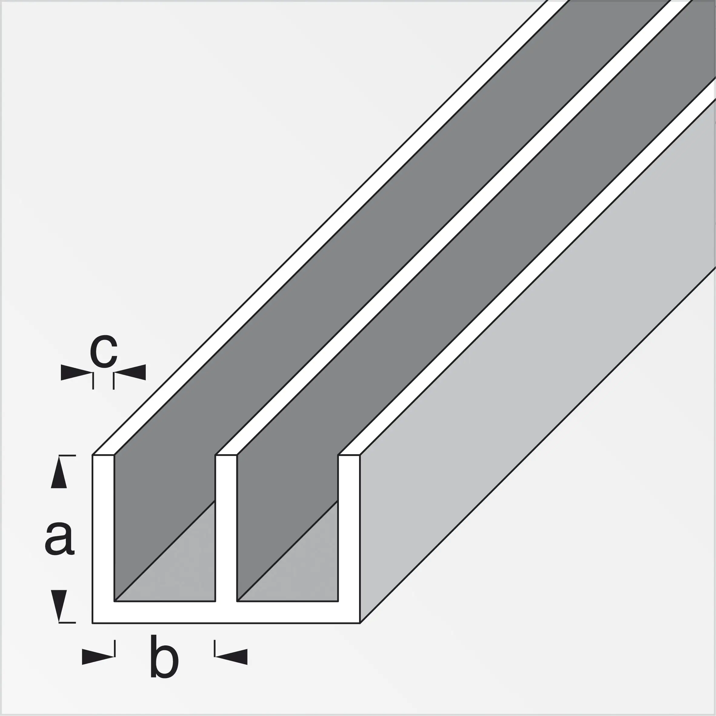 alfer Führungsschienen-Profil, unten 2 m, 6 x 6 x 1.3 mm Alu roh blank