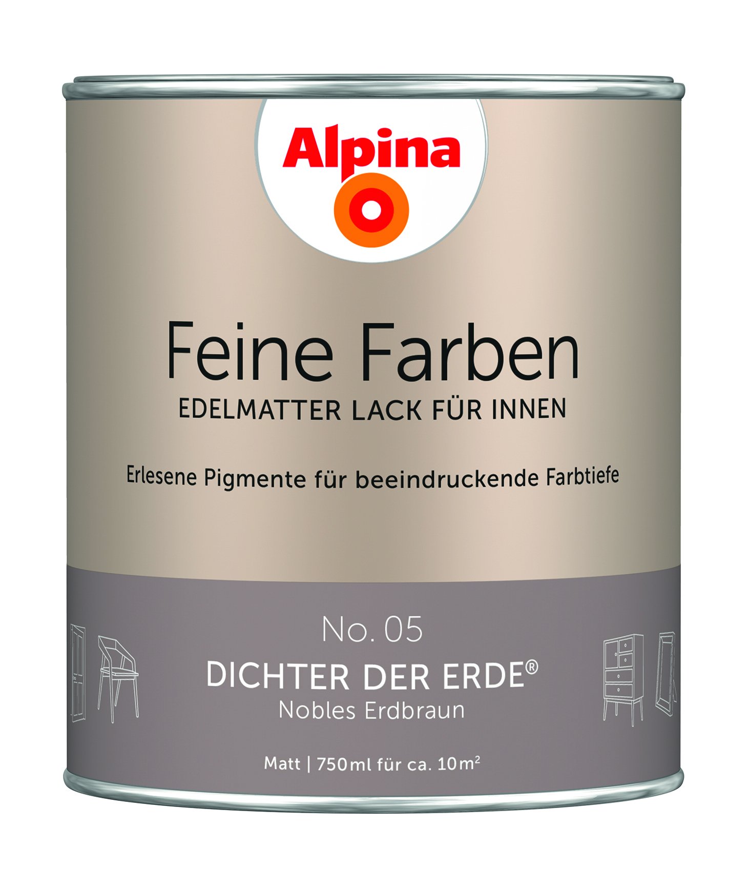 Alpina Feine Farben Lack No. 05 Dichter der Erde - erdbraun 750 ml