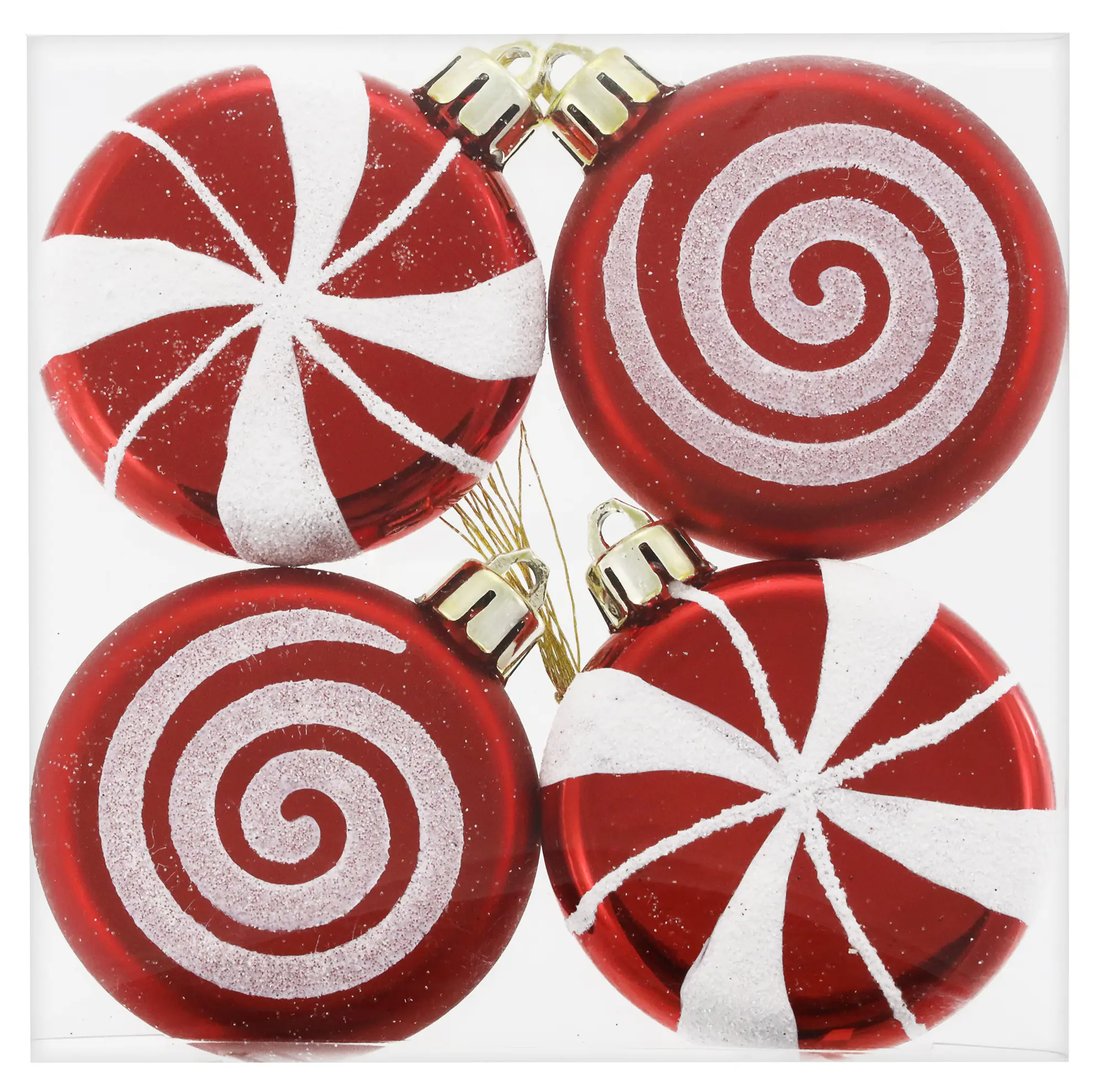 Weihnachtskugeln in flacher Form Kunststoff Ø 6 cm rot 4 Stück