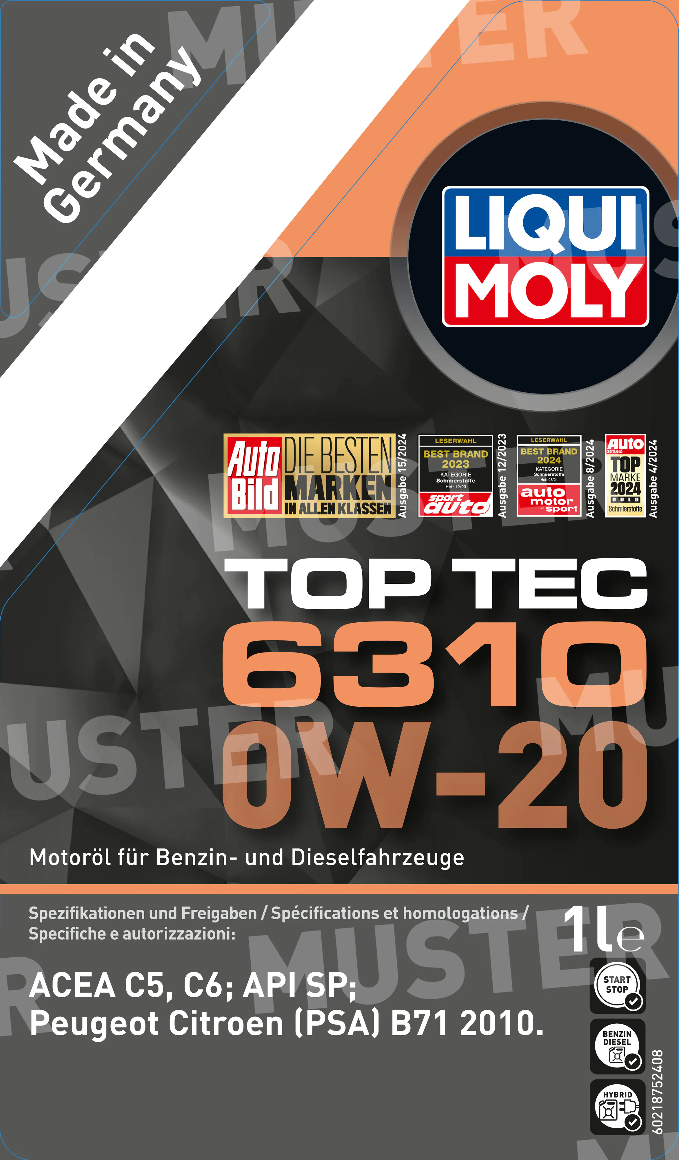 Liqui Moly Motoröl Top Tec 6310 0W-20 1L Liqui Moly Motoröl Top Tec 6310 0W-20 1L