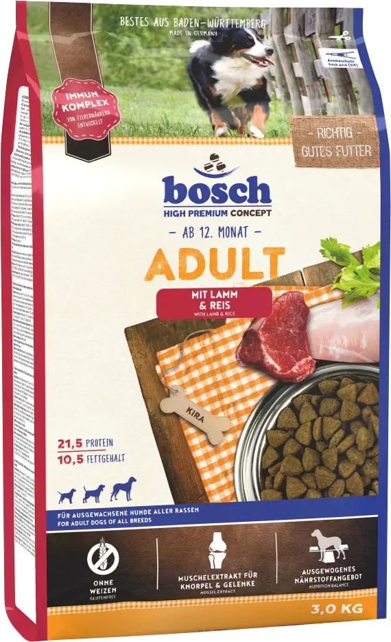 Bosch Trockenfutter für Hunde Adult 3 kg mit Lamm & Reis Bosch Trockenfutter für Hunde Adult 3 kg mit Lamm & Reis