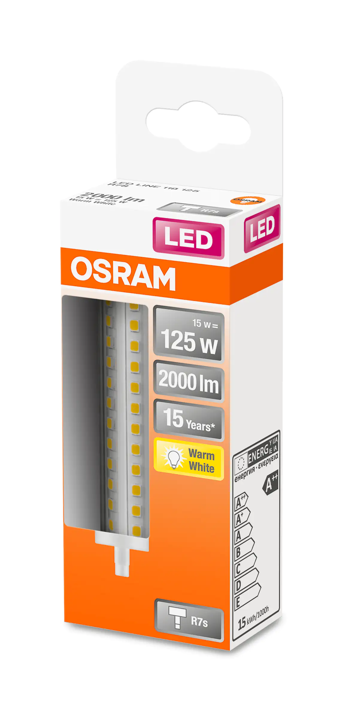 4058075432673 Osram LED Leuchtmittel Line 125 118CM R7s 15W warmweiß, klar