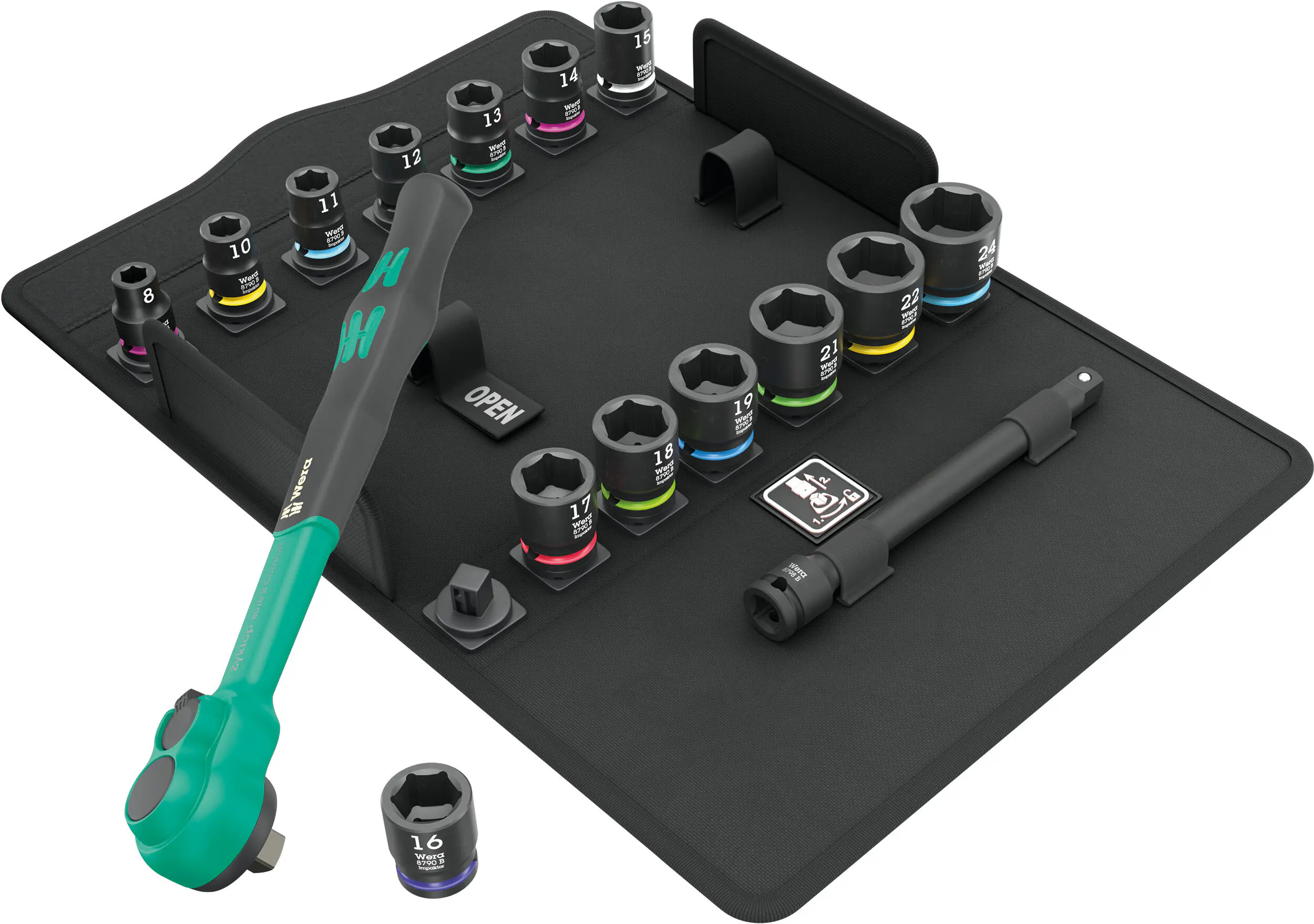 Wera Knarrensatz 8100 SB 12 Zyklop Comfort Umschalthebel 3/8" 16-teilig