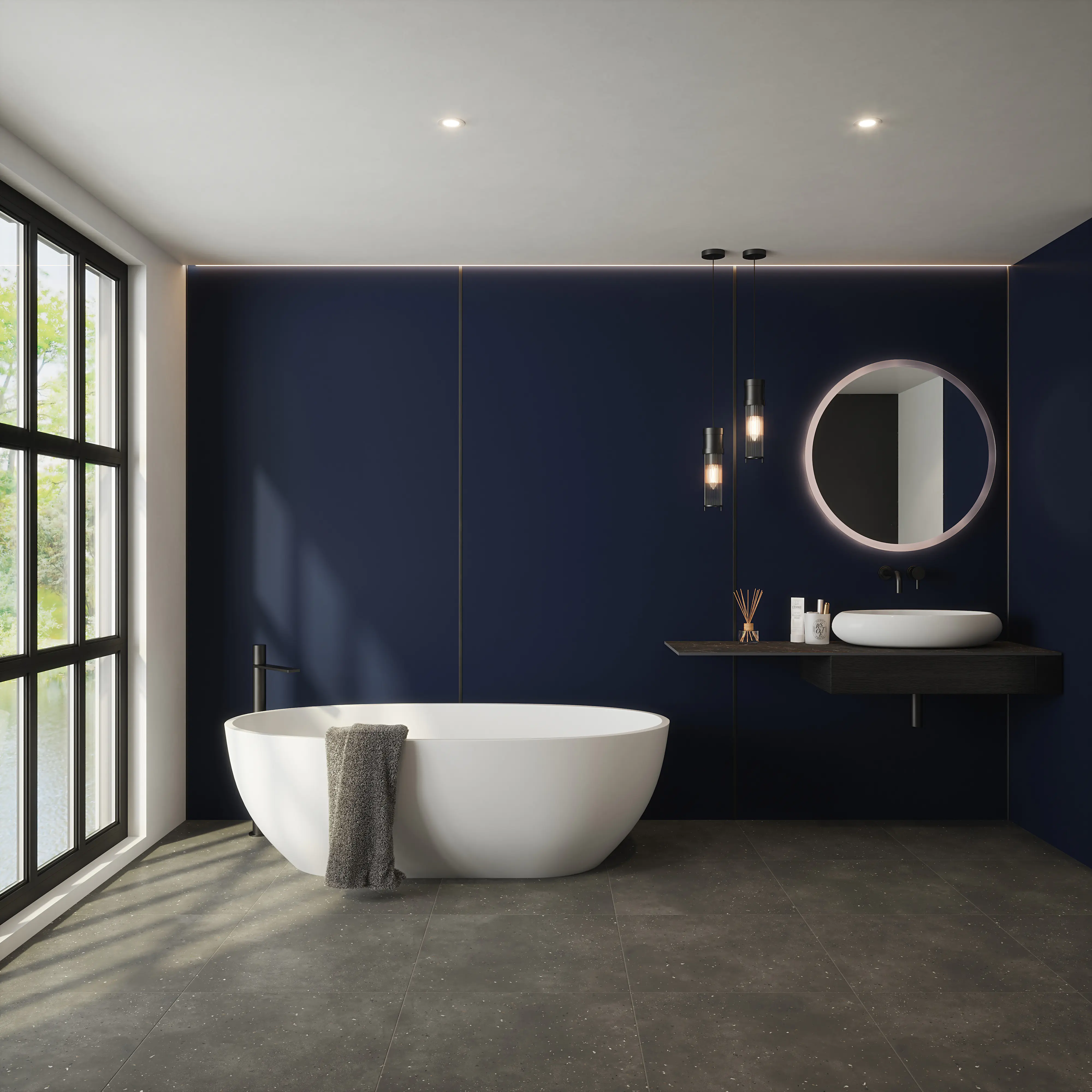 Wetwall Alloy Wandpaneel  Deep Blue Sea/Smoked Rose 60 x 244 cm