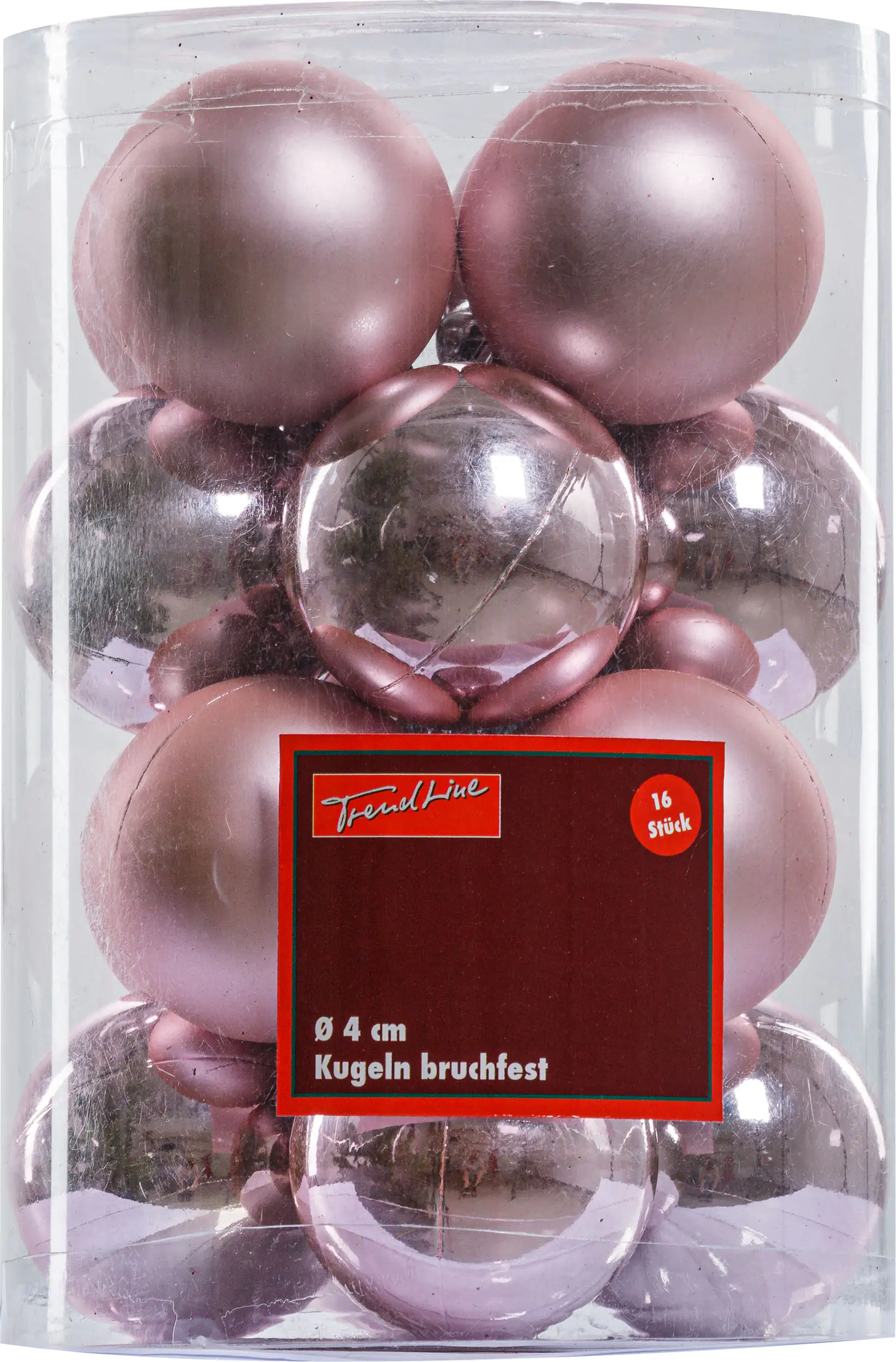 2076601551102_01 TrendLine Weihnachtskugeln bruchfest, langlebig Ø 4 cm rosé 16 Stück