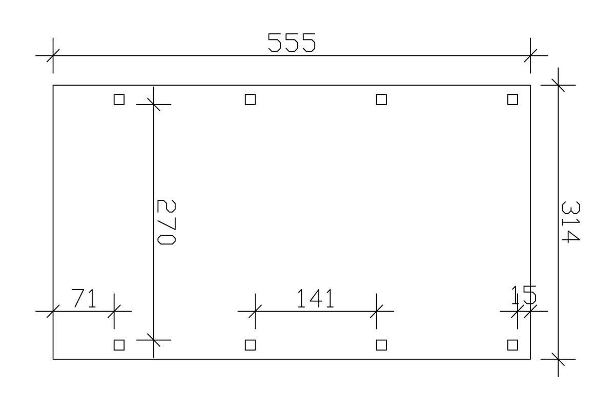 SKAN HOLZ Carport Friesland 314 x 555 cm mit Aluminiumdach