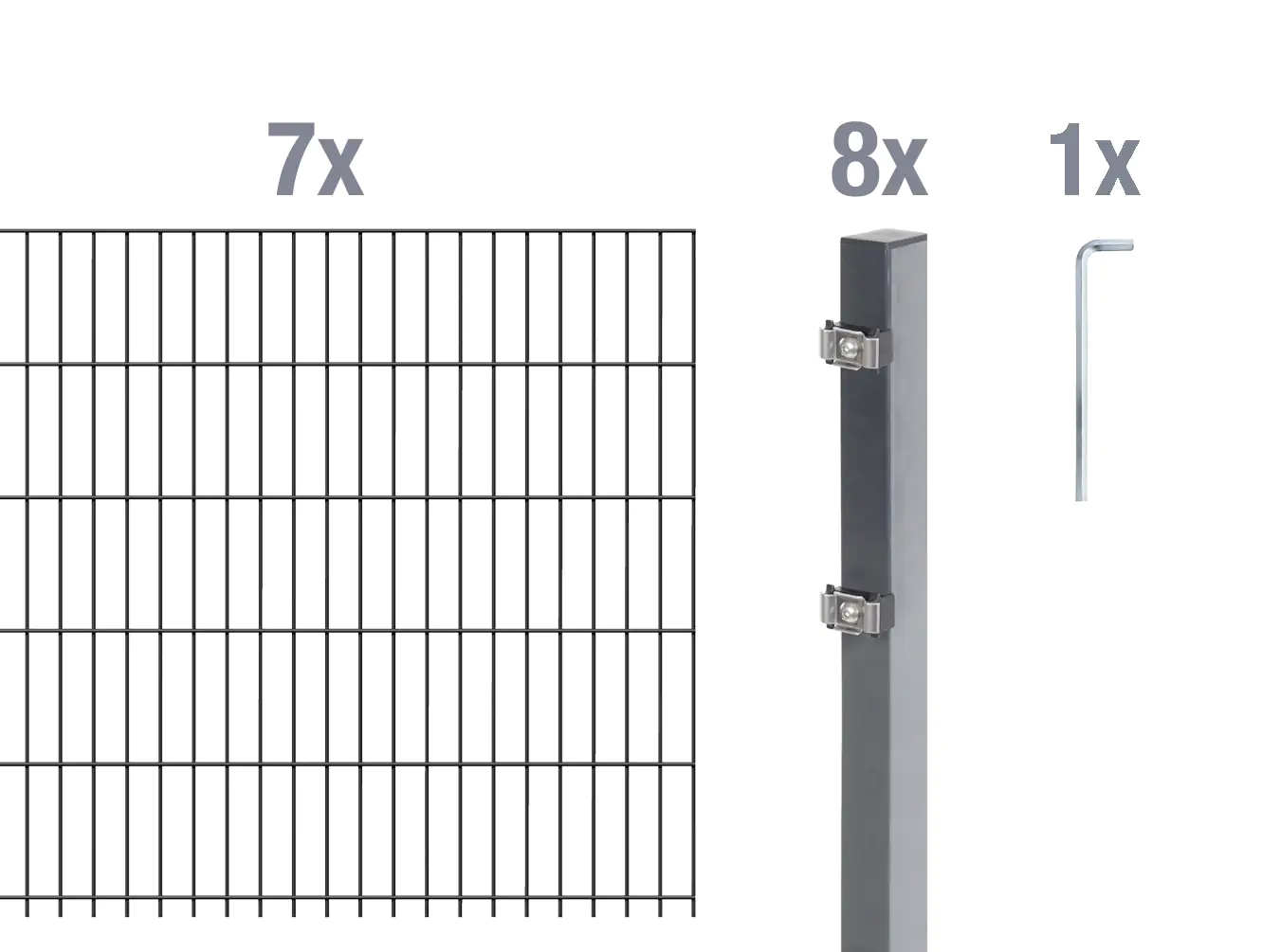 Alberts Doppelstabmatten-Grundset 14 m 200 x 80 cm 6/5/6 anthrazit Alberts Doppelstabmatten-Grundset 14 m 200 x 80 cm 6/5/6 anthrazit