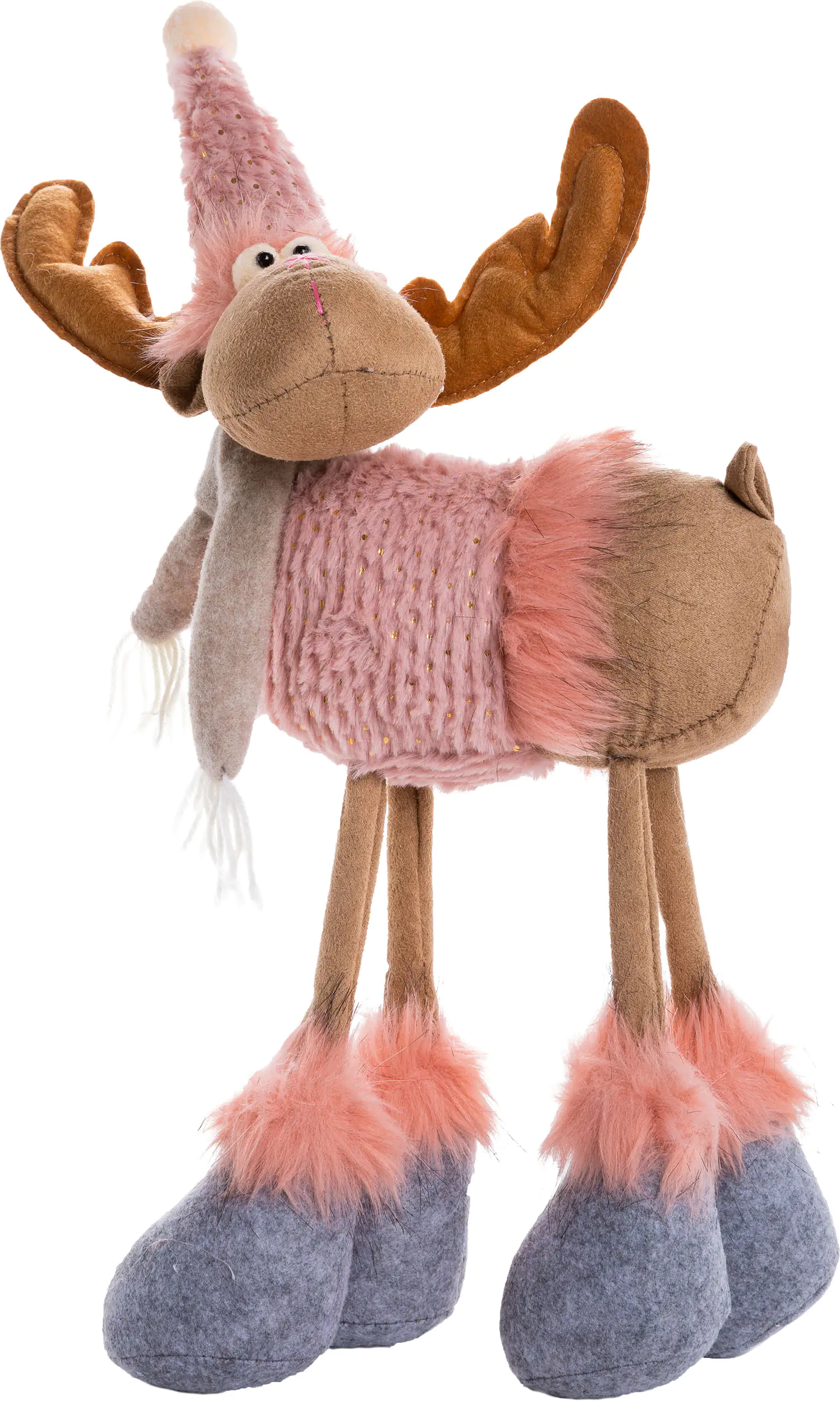 TrendLine Dekofigur Elch 53 x 30 cm rosa beige