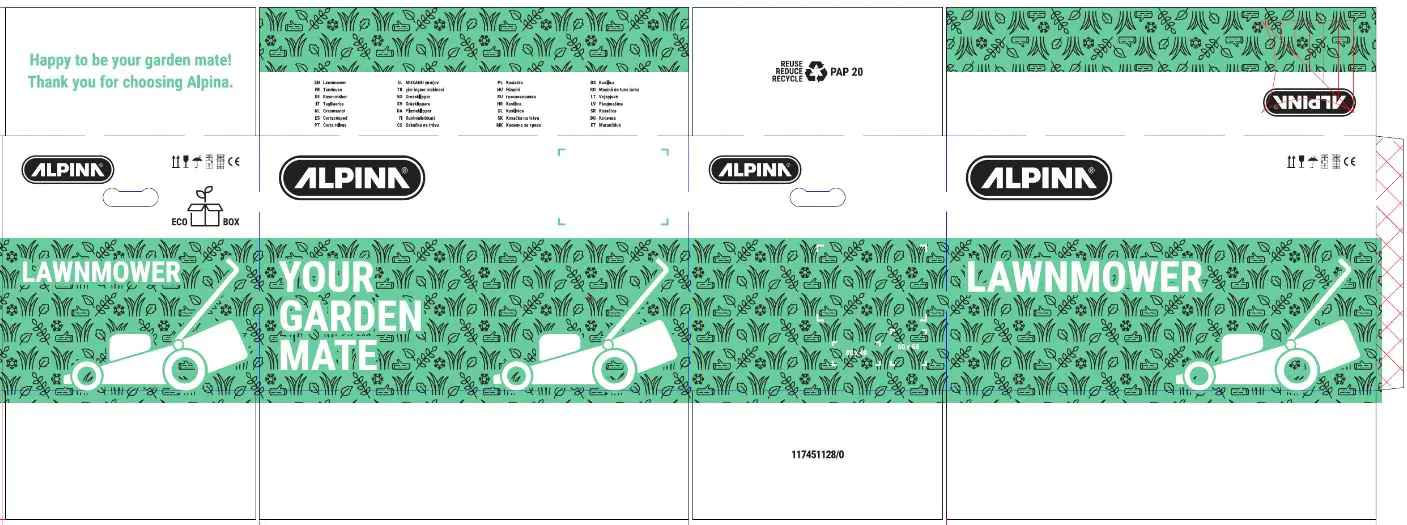 Alpina Elektro-Rasenmäher AL1 38 E 1.400 Watt, 38 cm Schnittbreite