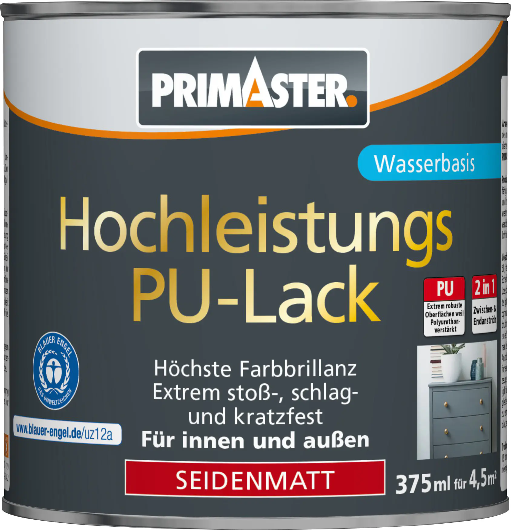 Primaster Hochleistungs-PU-Lack RAL 9005 375 ml 2in1 tiefschwarz seidenmatt Primaster Hochleistungs-PU-Lack RAL 9005 375 ml 2in1 tiefschwarz seidenmatt