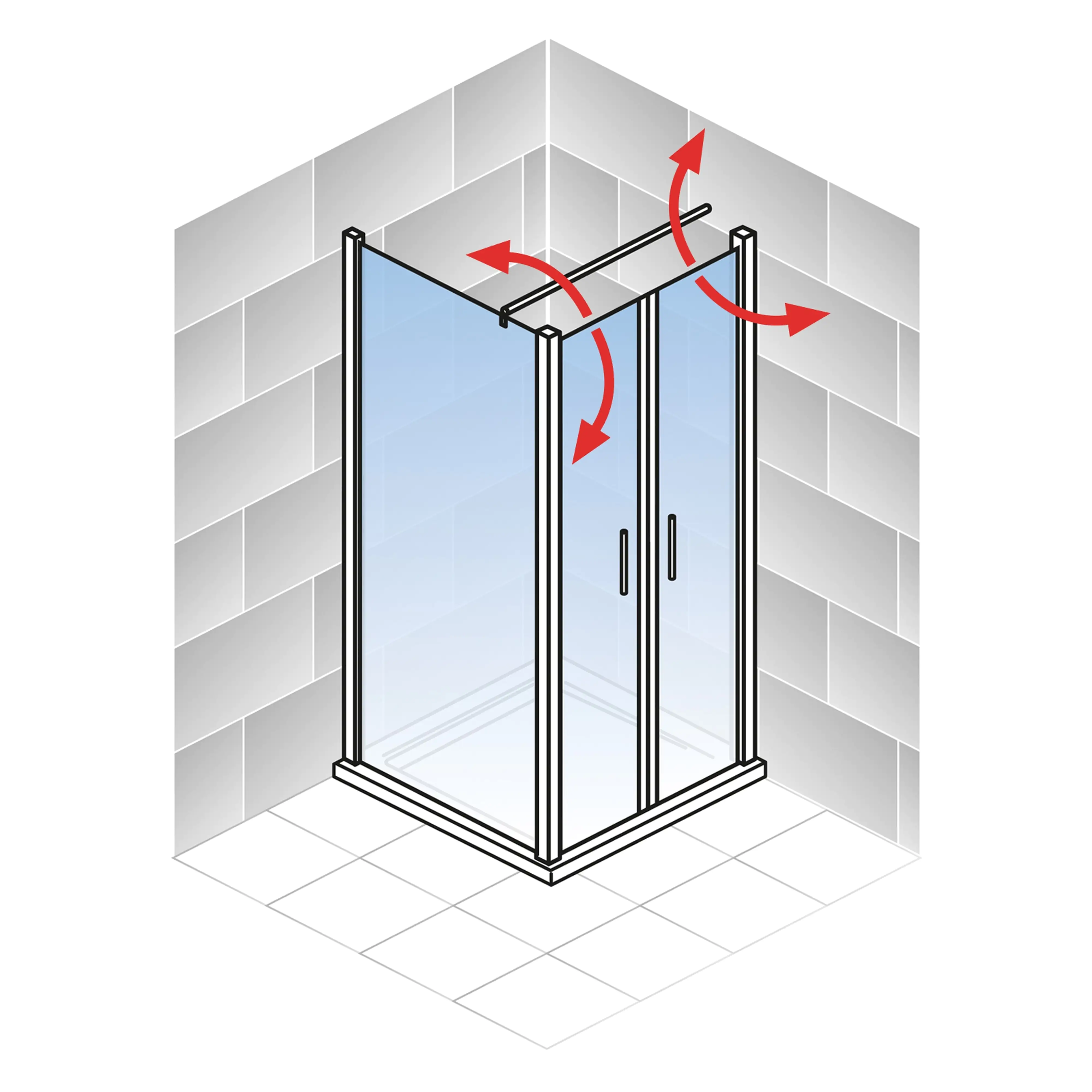 Schulte Pendeltür rechts Seitenwand links Garant 2.0 90 x 90 x 200 cm Alu-Natur