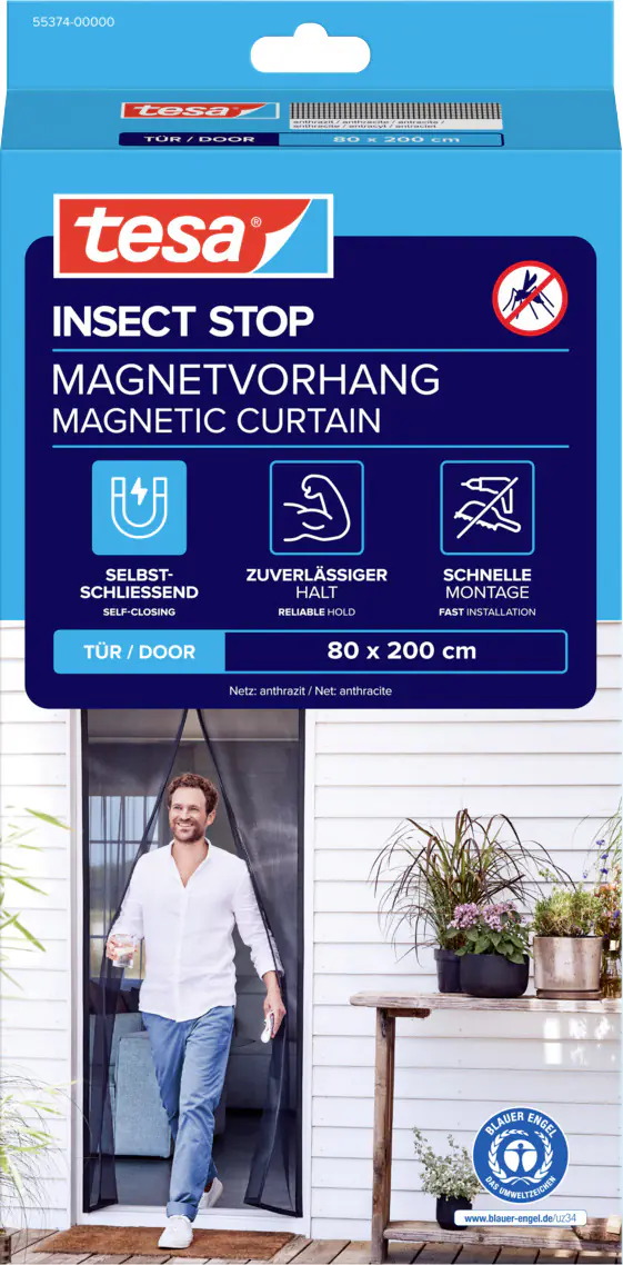 tesa Fliegengitter Magnetvorhang 80 x 200 cm anthrazit