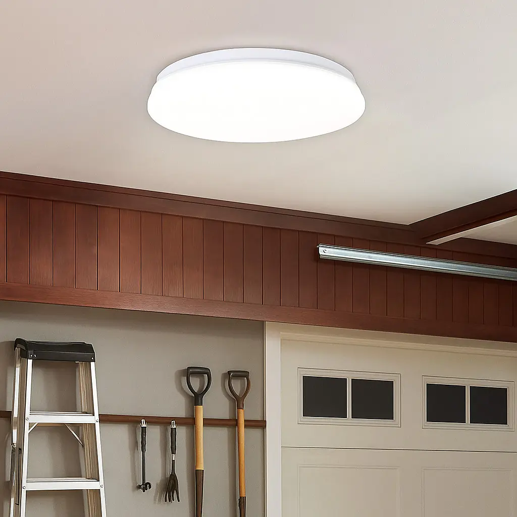 LED Kellerleuchte Levi rund 25 cm Garagenleuchte, IP44, weiß