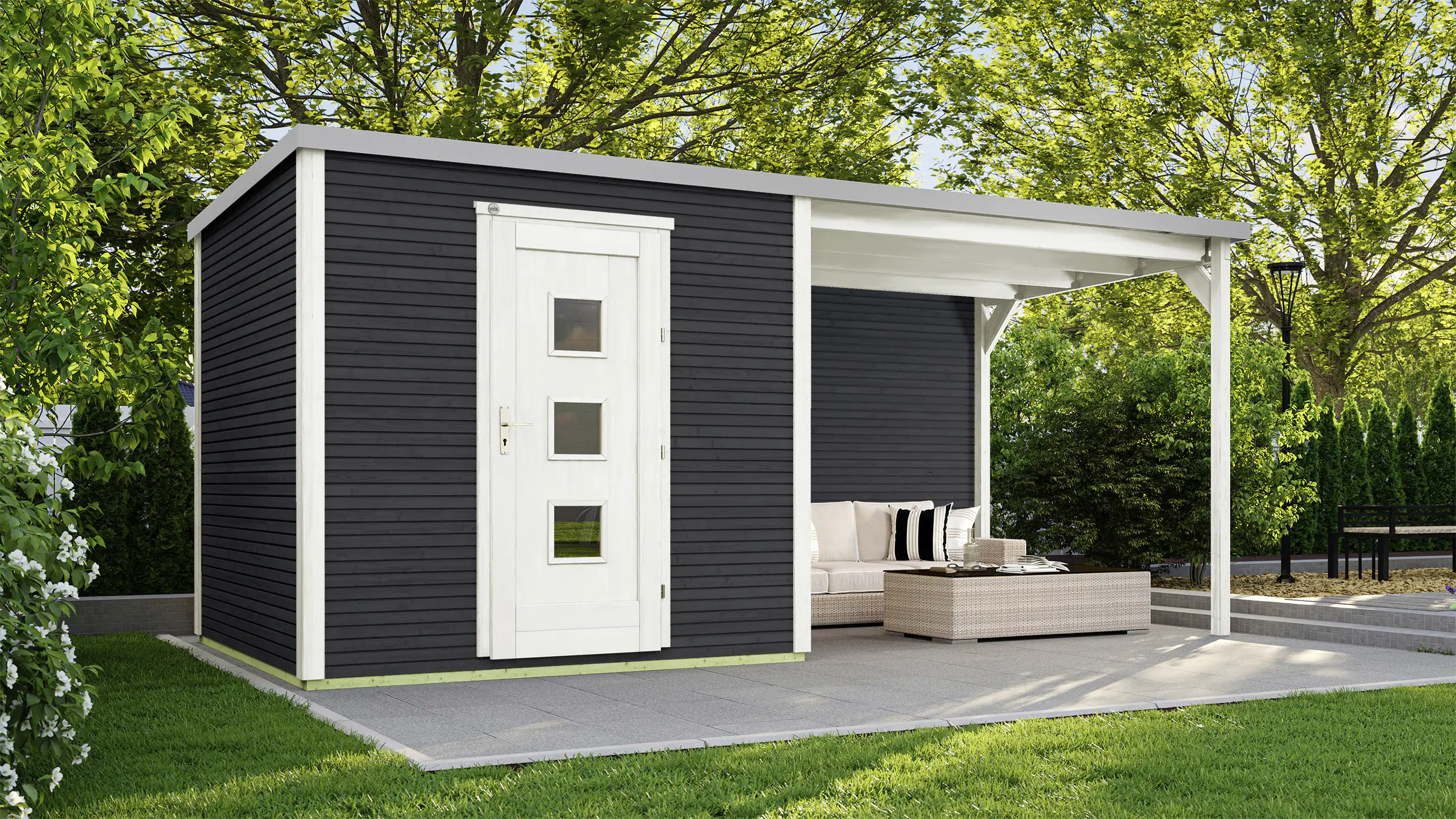 Weka Designhaus Wekaline 413 B 596 x 300 cm anthrazit mit Fußboden