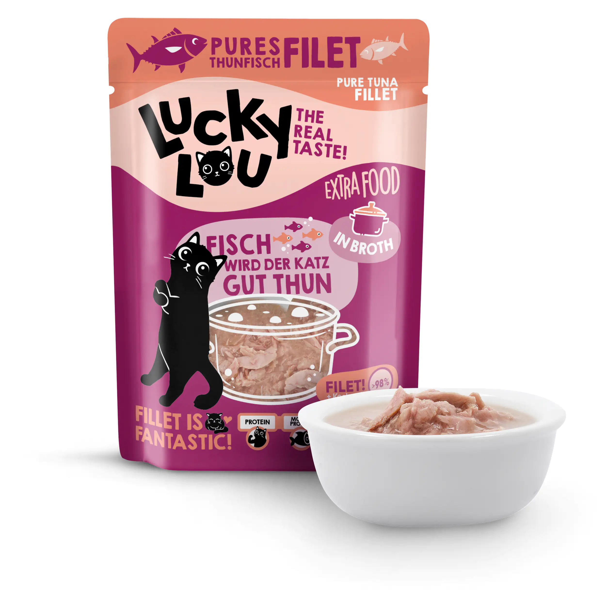 Lucky Lou Extrafood Pures Hühnerfilet in Brühe 70 g  Lucky Lou Extrafood Pures Hühnerfilet in Brühe 70 g