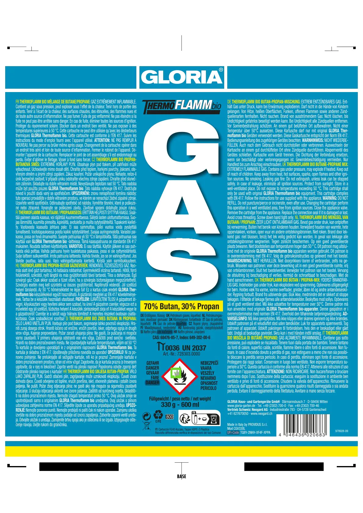 Gloria Thermoflamm bio Ersatz-Gaskartusche für Unkrautbrenner