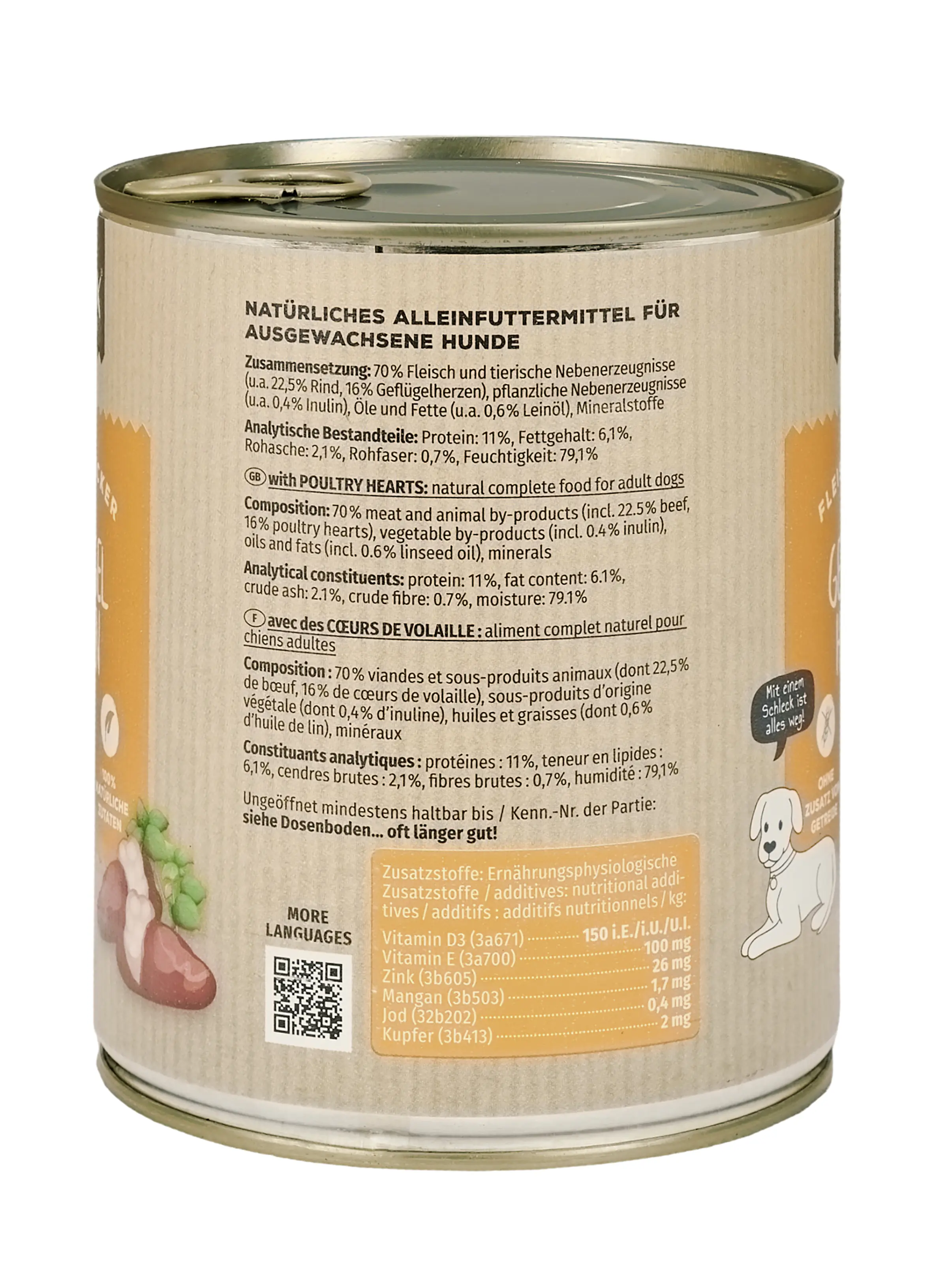 Primox Hundenassfutter Adult getreidefrei 800 g Geflügelherzen