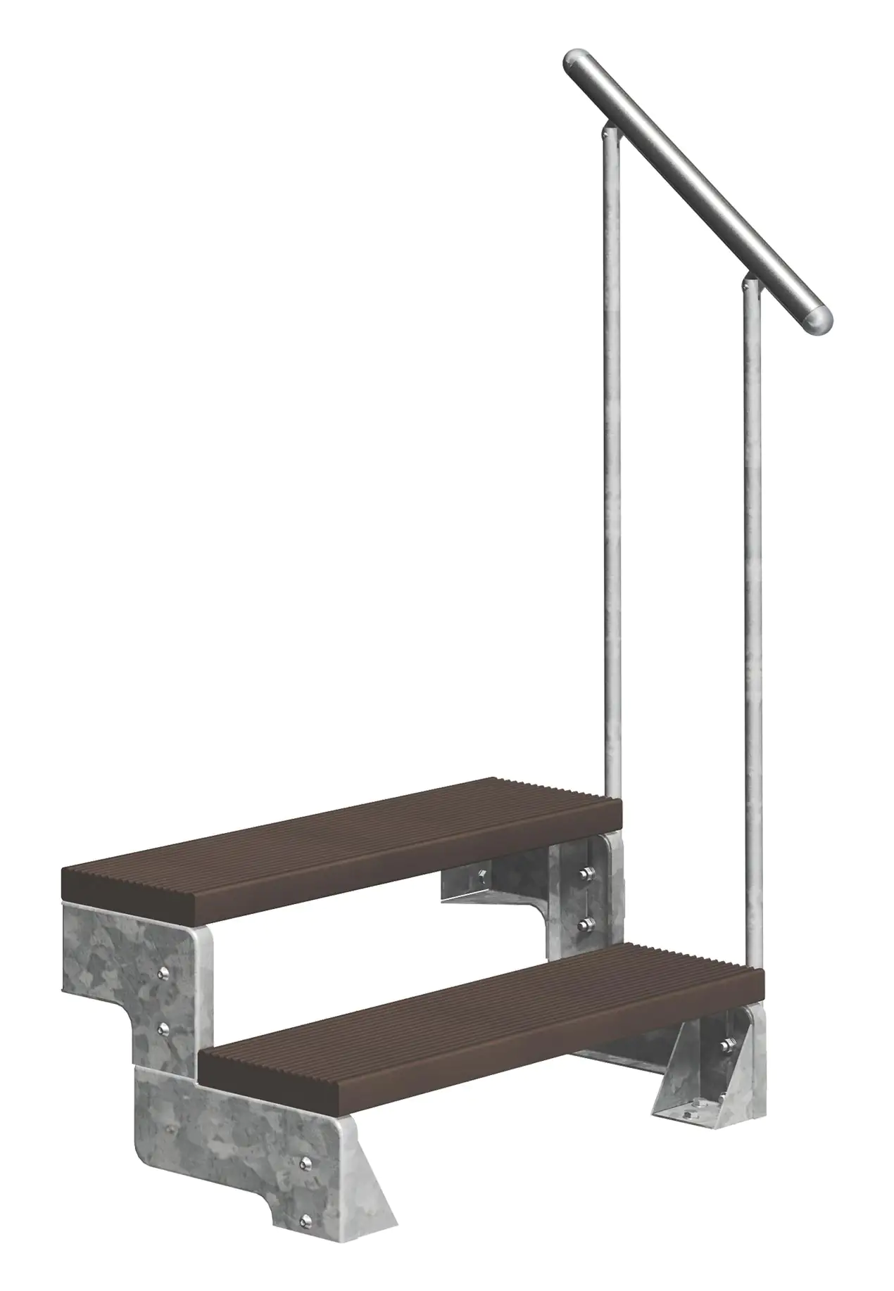 Dolle Außentreppe Gardentop mit Geländer verzinkt Breite 100 cm Trimax braun