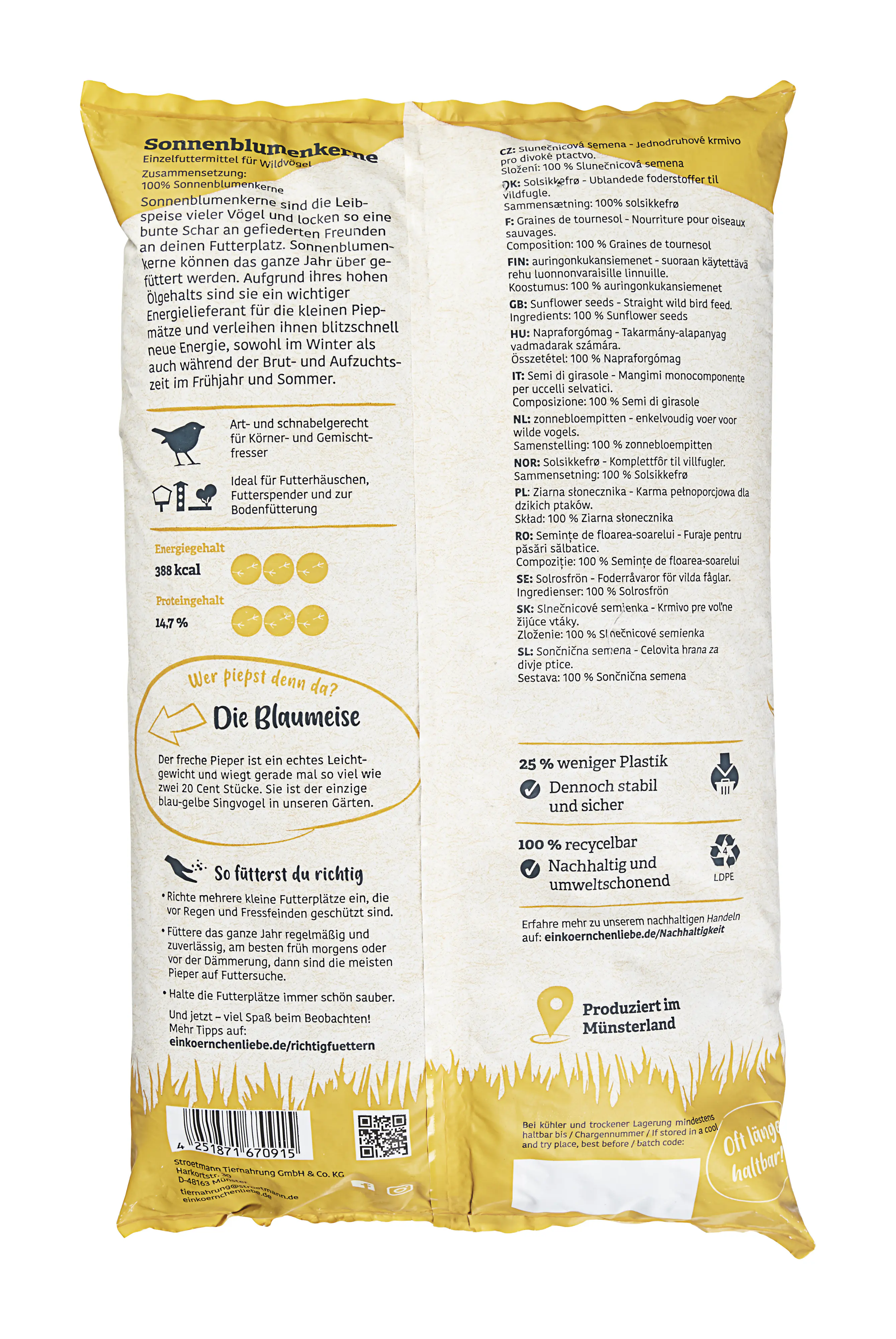 Elles Wildvogelfutter Sonnenblumenkerne 1 kg
