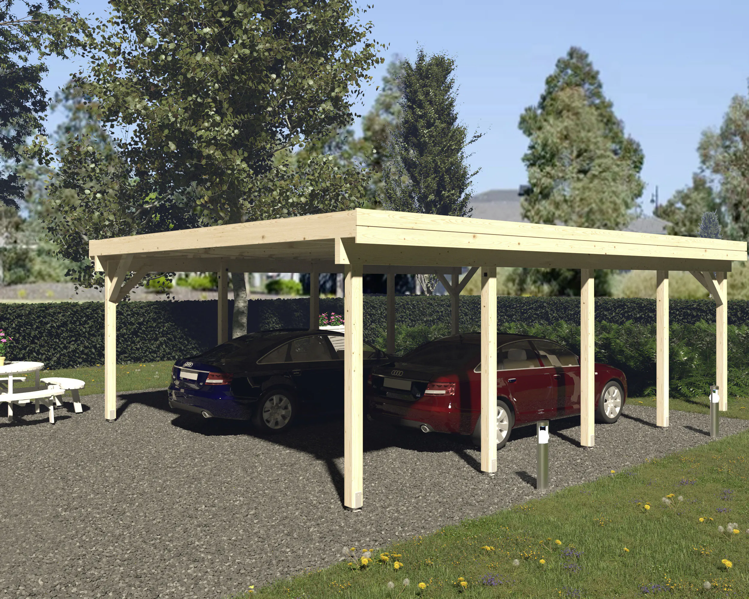 Palmako Carport Karl 555 x 732 cm naturbelassen