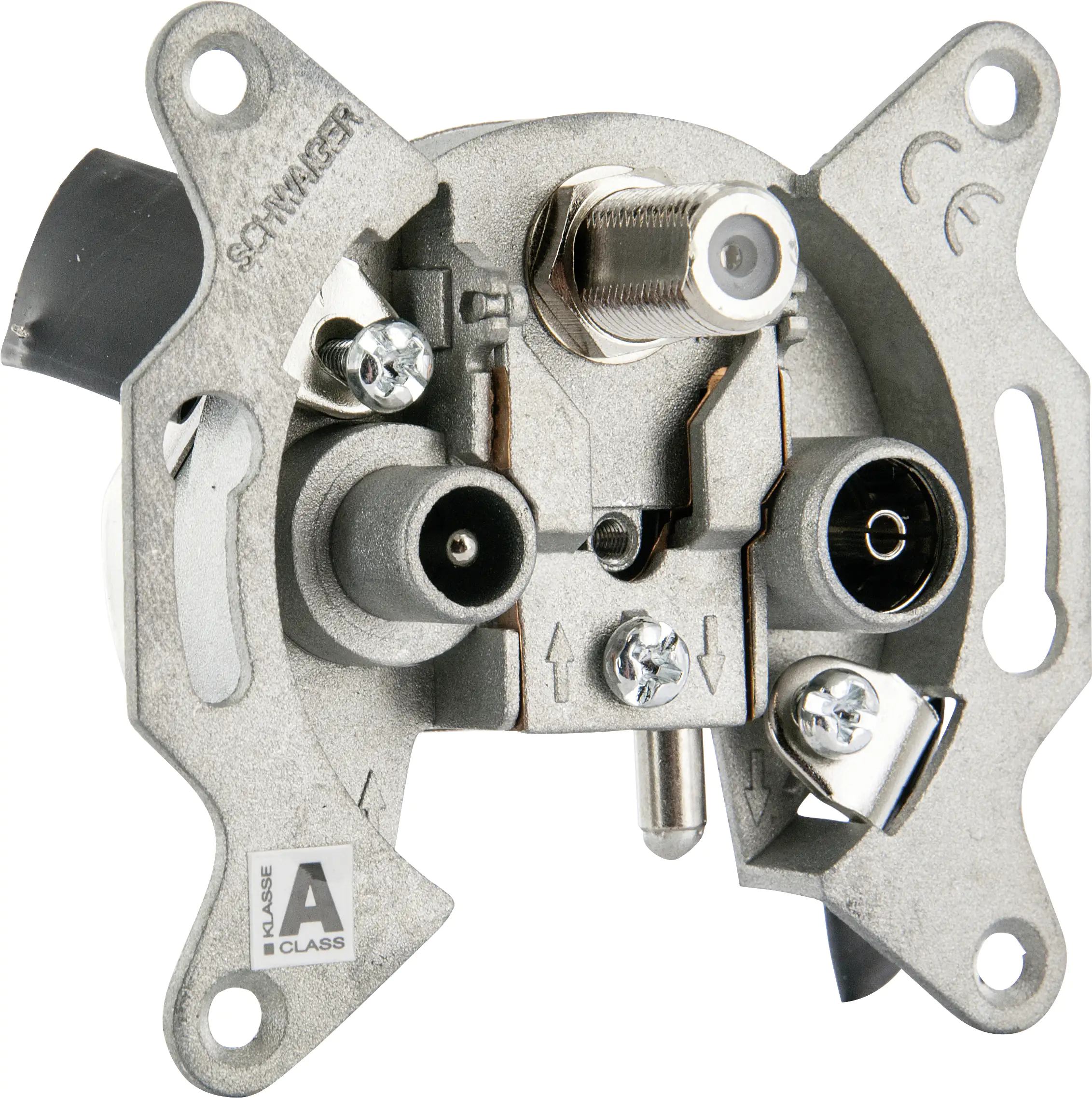 Schwaiger SAT Breitband Durchgangsdose RDS660 531 (16dB), F IEC silber, 3-Loch, 1x F / 2x IEC Schwaiger SAT Breitband Durchgangsdose RDS660 531 (16dB), F IEC silber, 3-Loch, 1x F / 2x IEC