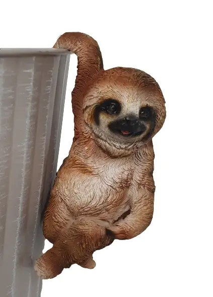 Dekofigur Faultier hängend 14 x 6,5 cm braun