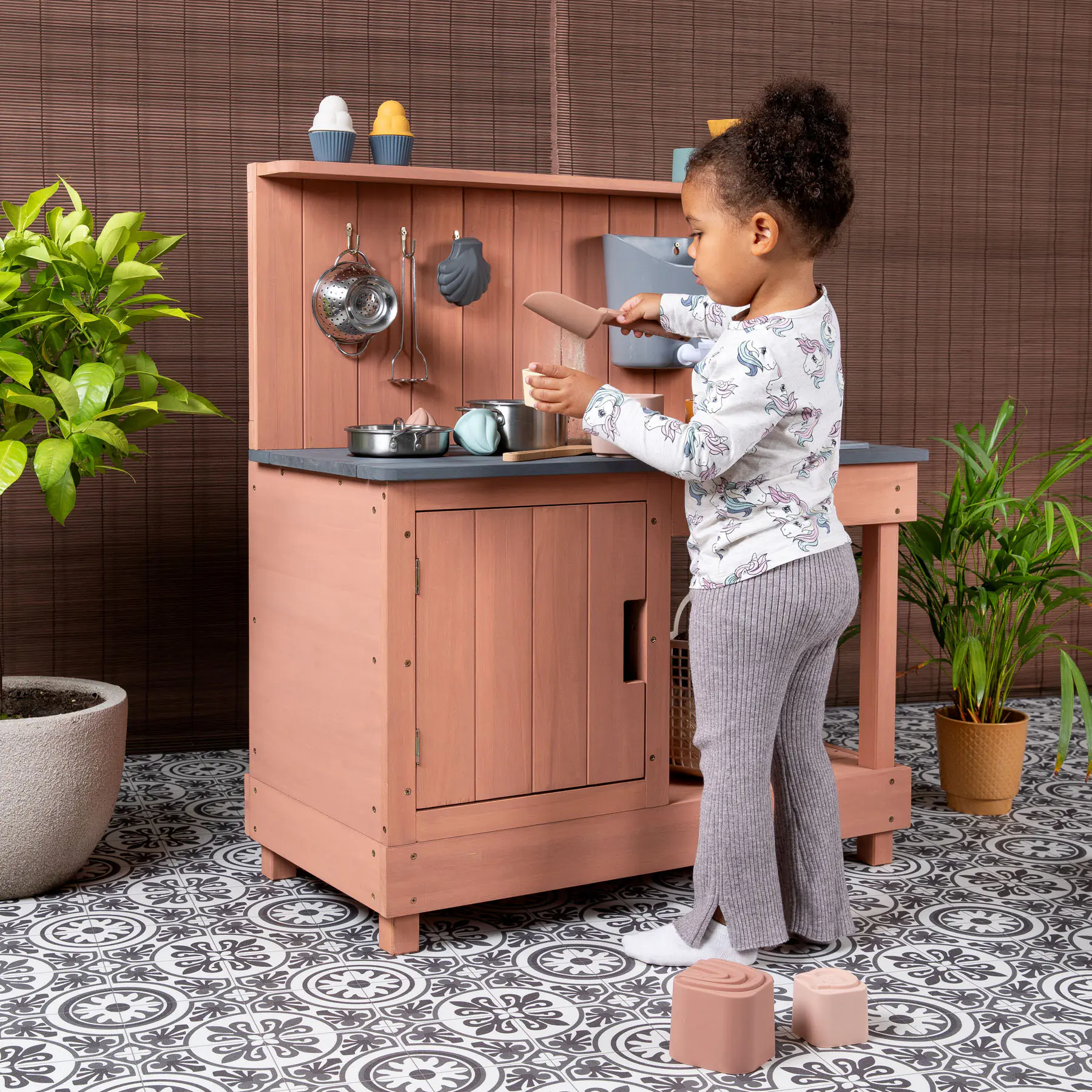 Muddy Buddy Matschküche Mud Expert puderrosa 80 x 40 x 90 cm