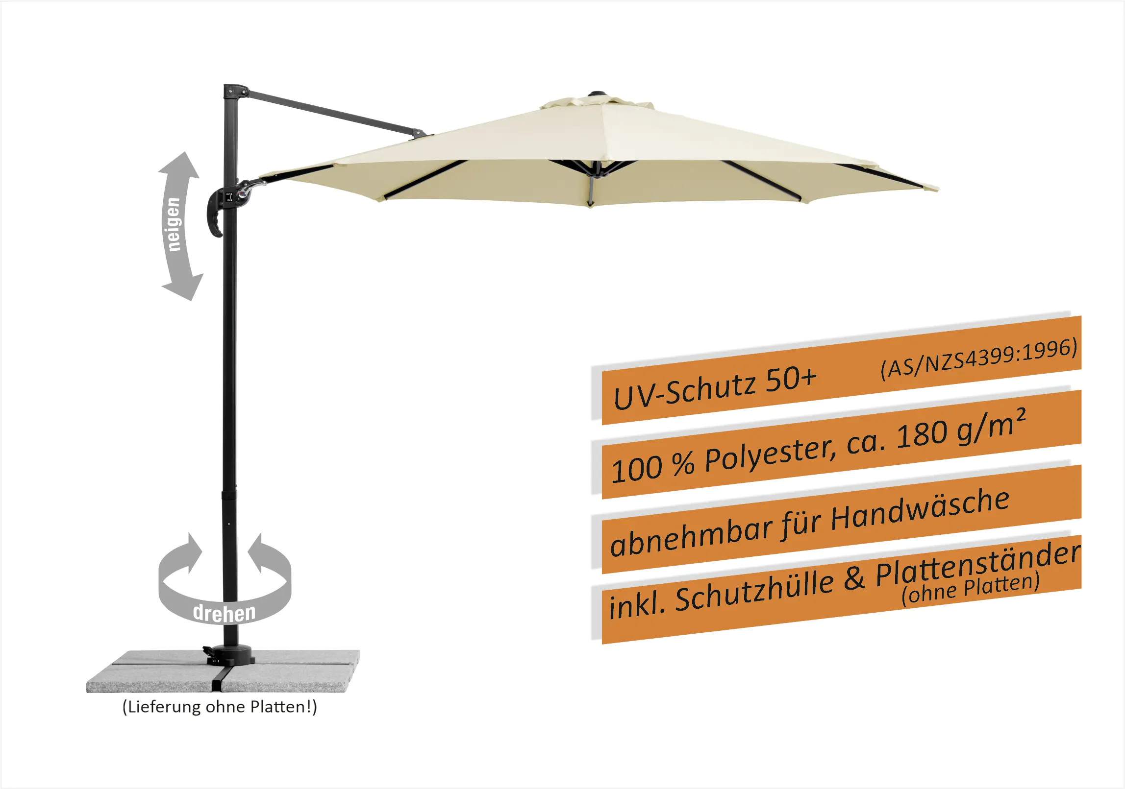 Schneider Sonnenschirm Rhodos Junior natur Ø 300 cm Schneider Sonnenschirm Rhodos Junior natur Ø 300 cm