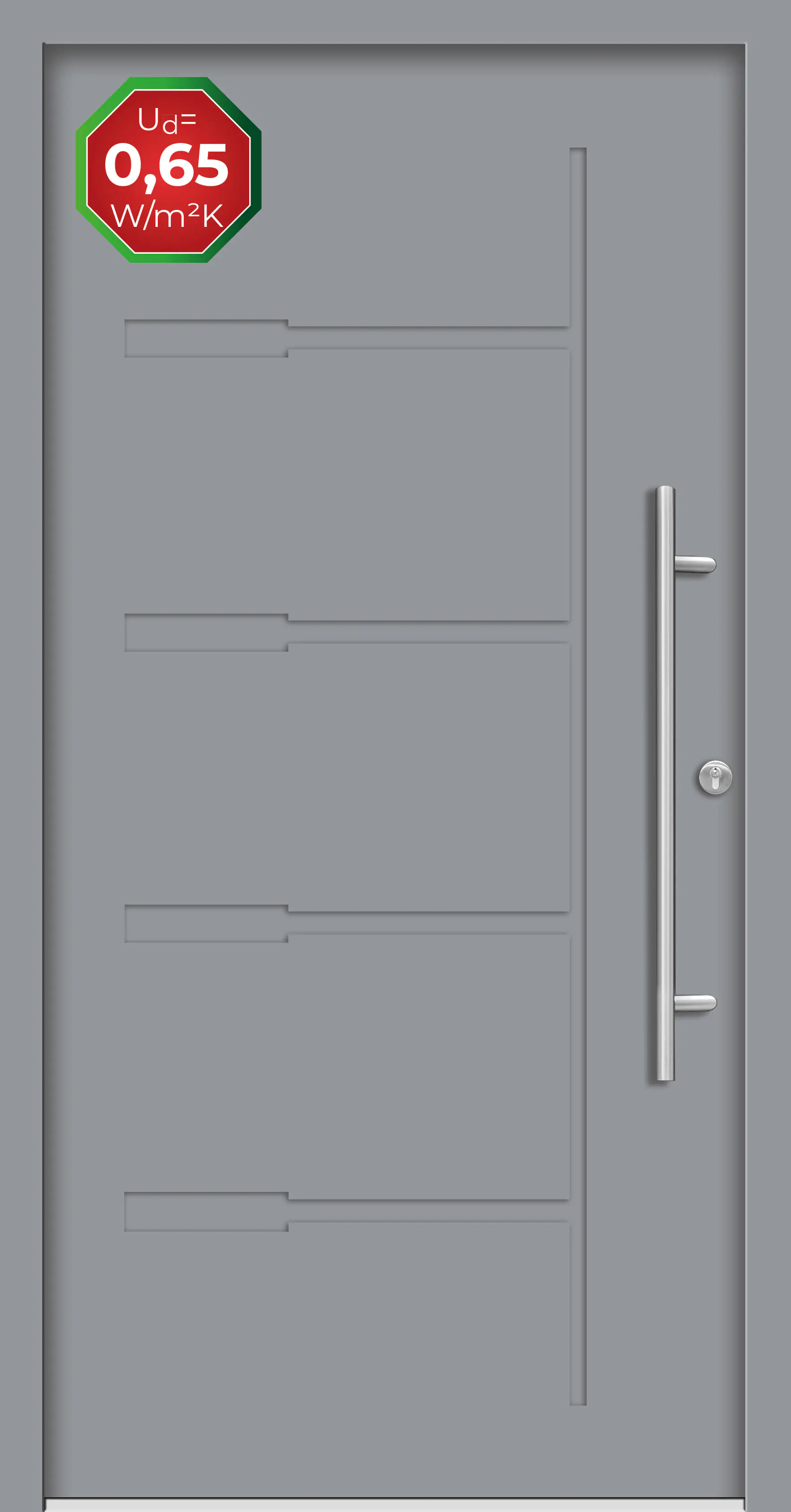 Splendoor Haustür Passivedoor Premium H1 Grau DIN Rechts 100 x 210 cm